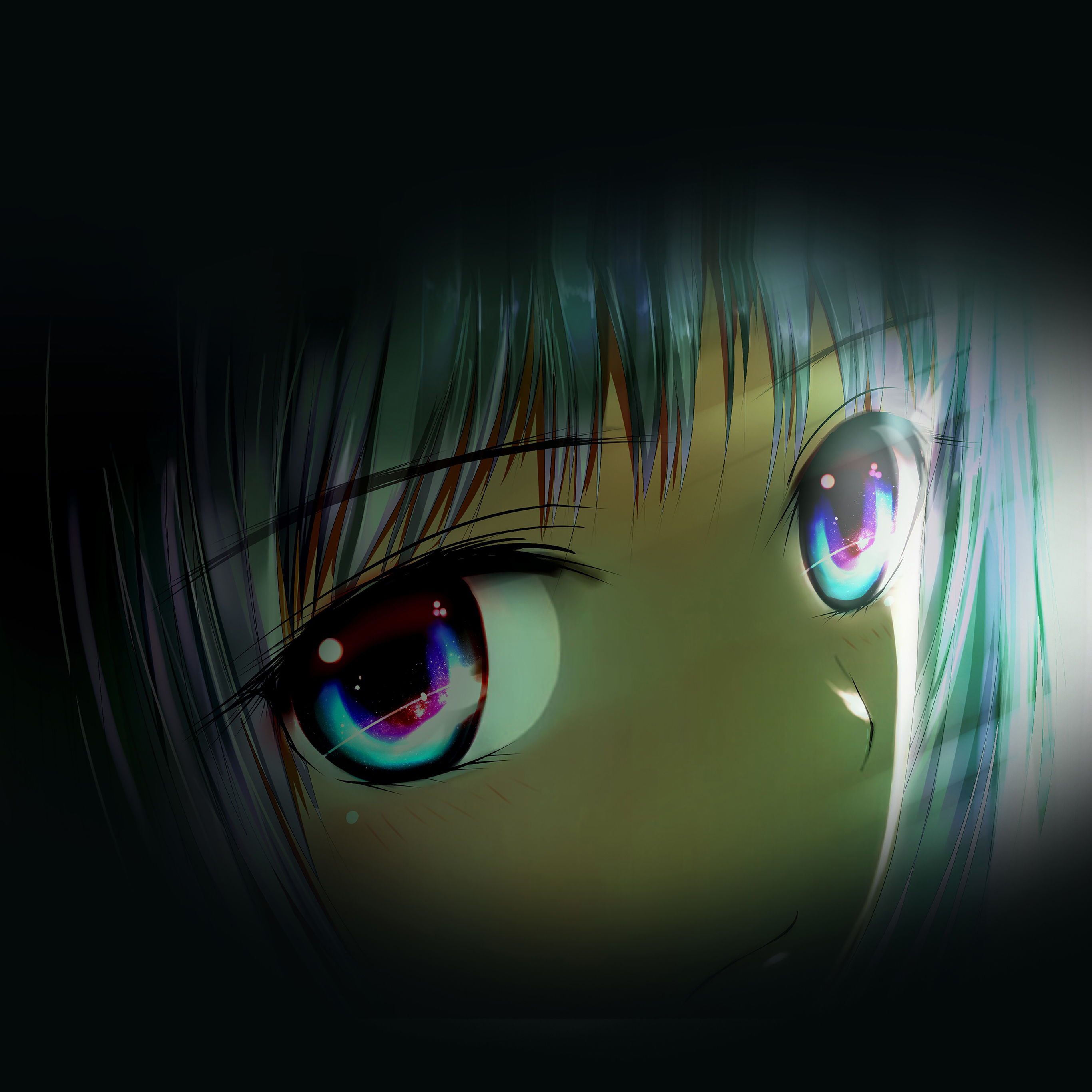 Android wallpaper. eye pure girl dark anime art illust