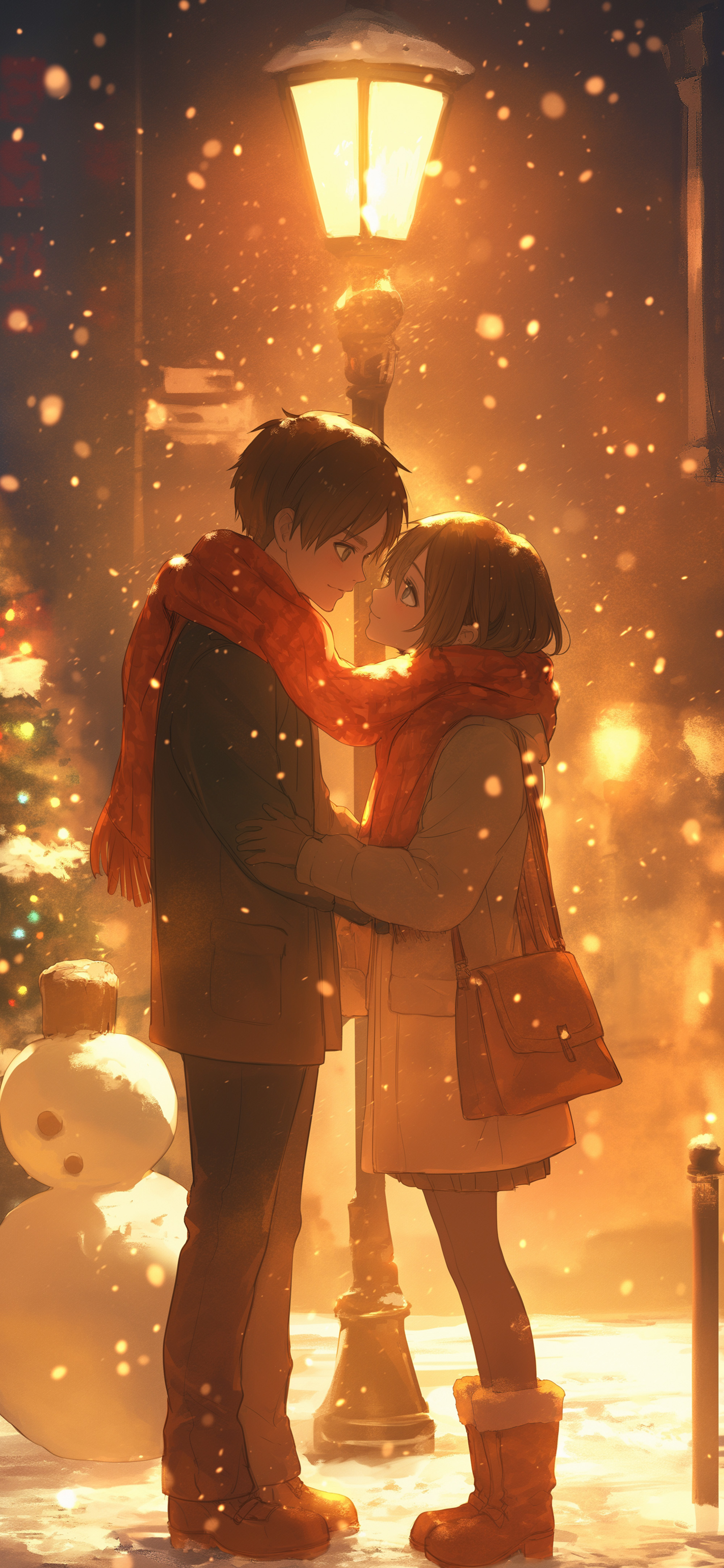 Romantic Couple Christmas Anime Wallpaper Wallpaper HD