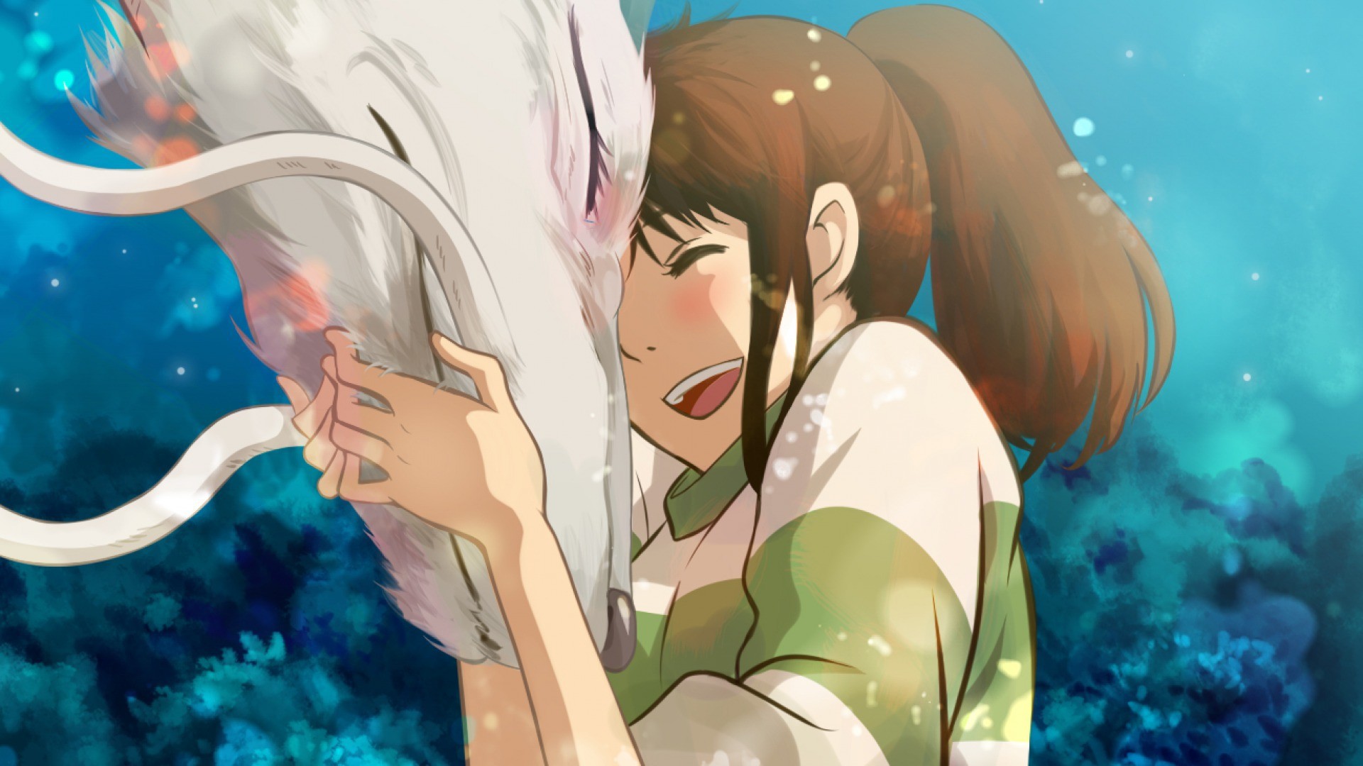 Girl hugging dragon anime Spirited Away Desktop wallpaper 1280x1024