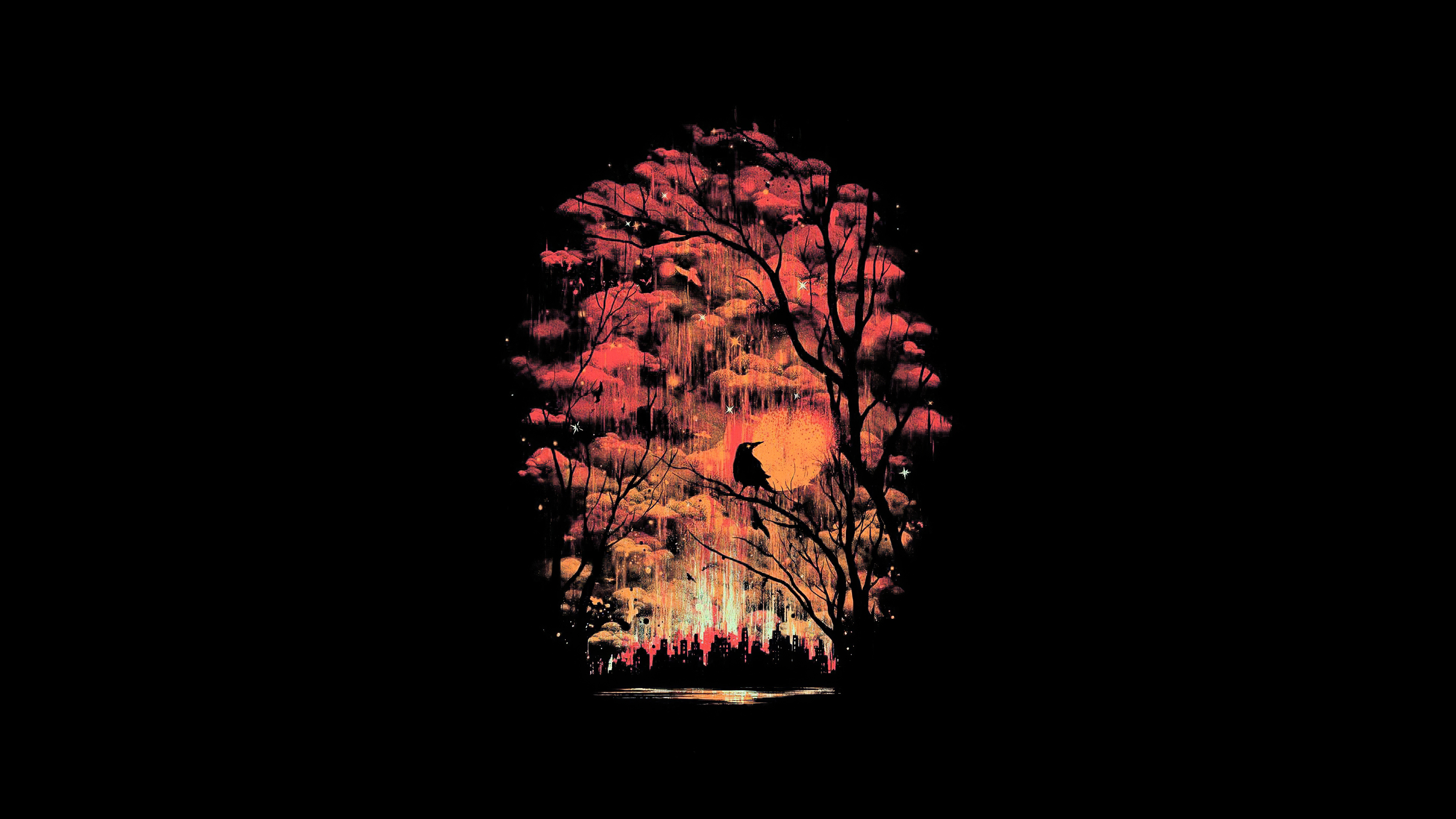 Tree Birds Dark Minimal 4k Wallpaper, HD Artist Wallpaper, 4k Wallpaper Image, Background, Photos and Picture