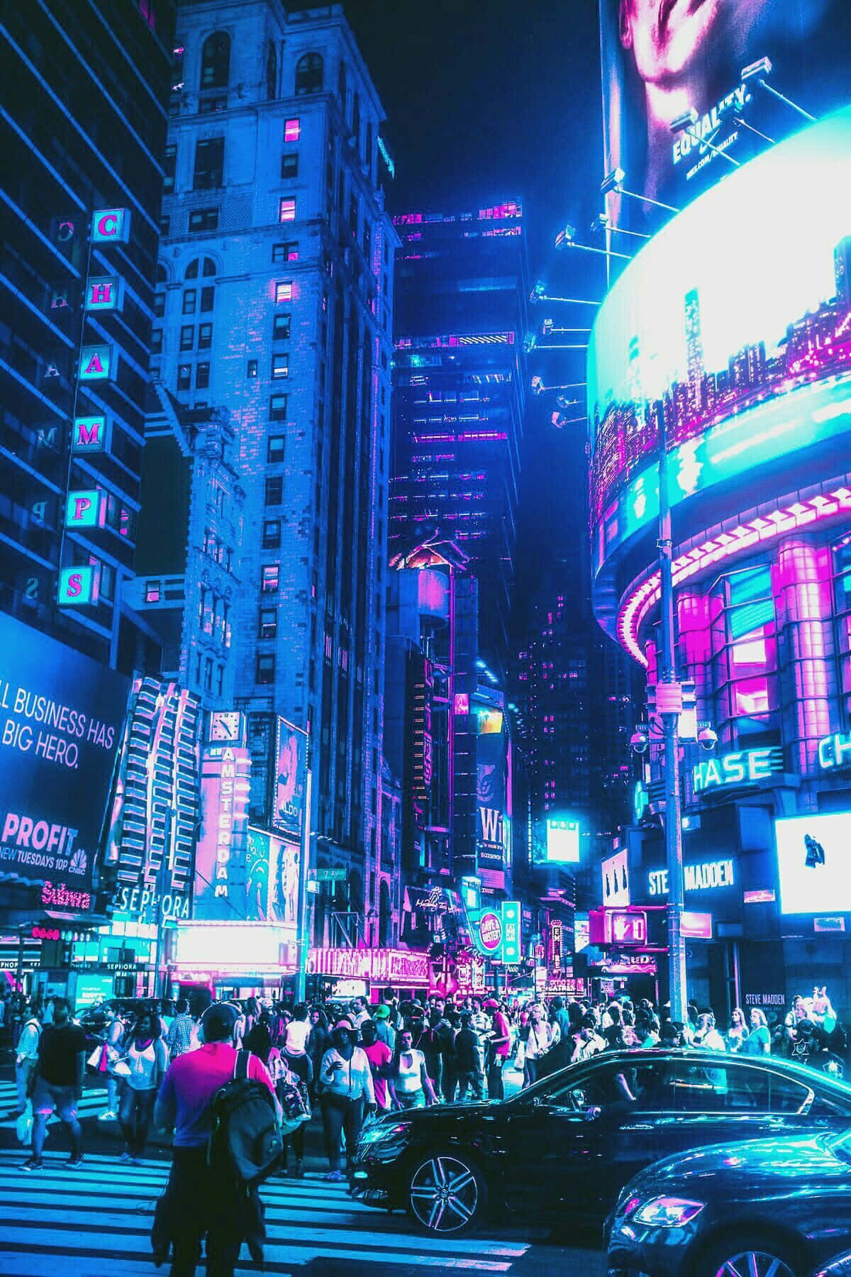 Download A stunning neon cityscape at night Wallpaper