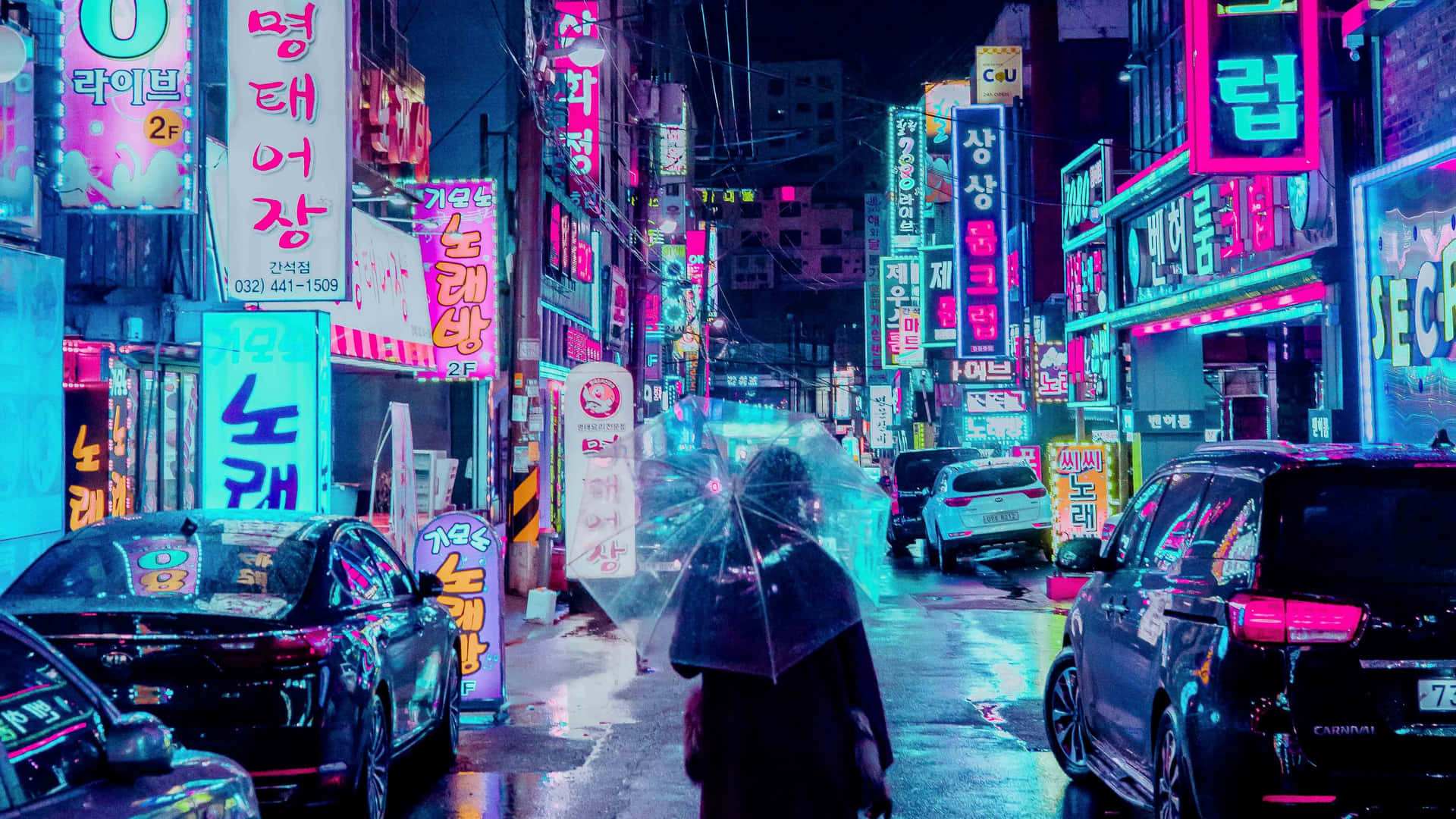 Download A neon dreamscape of a modern city at night Wallpaper