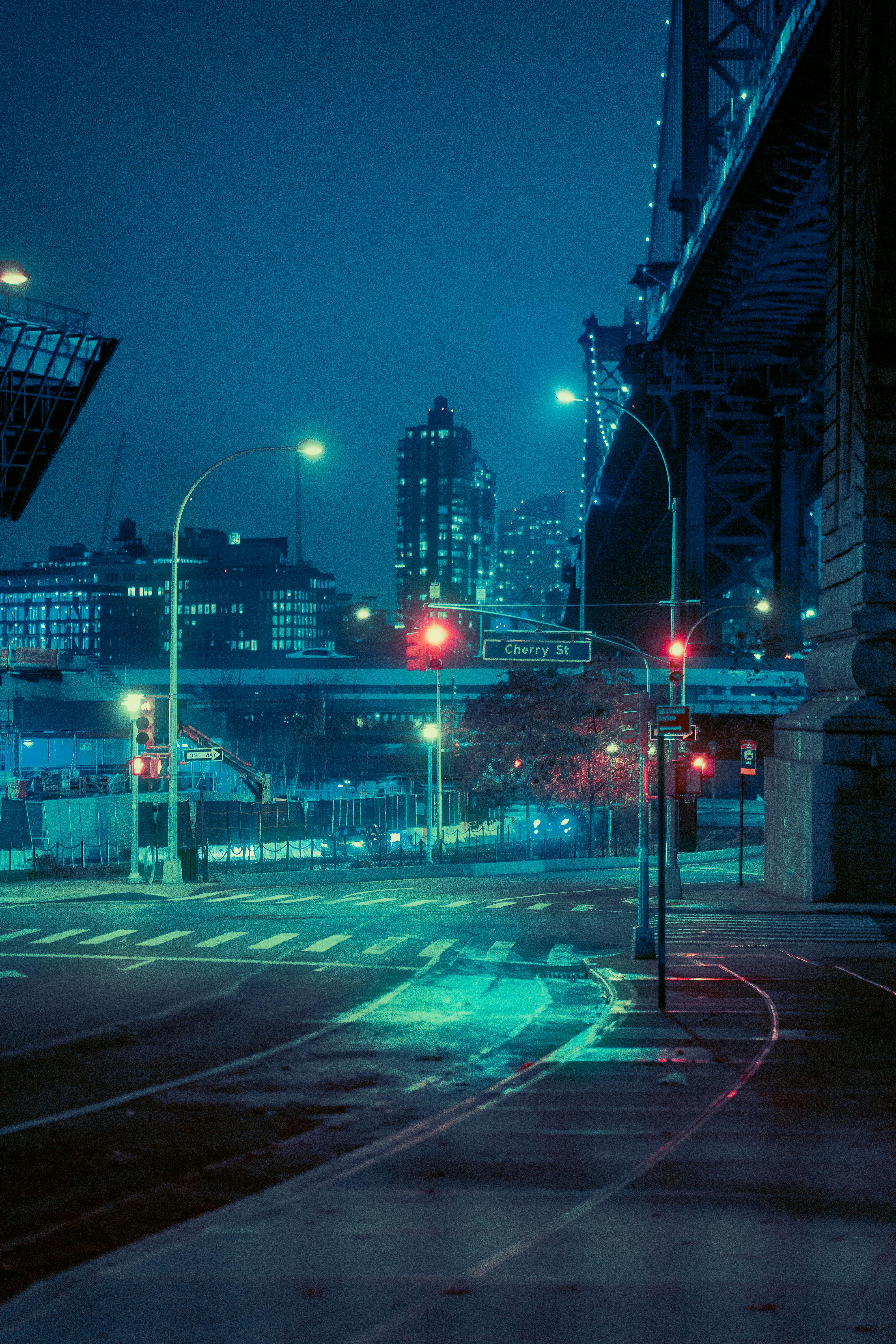 Neon city street at night · Free