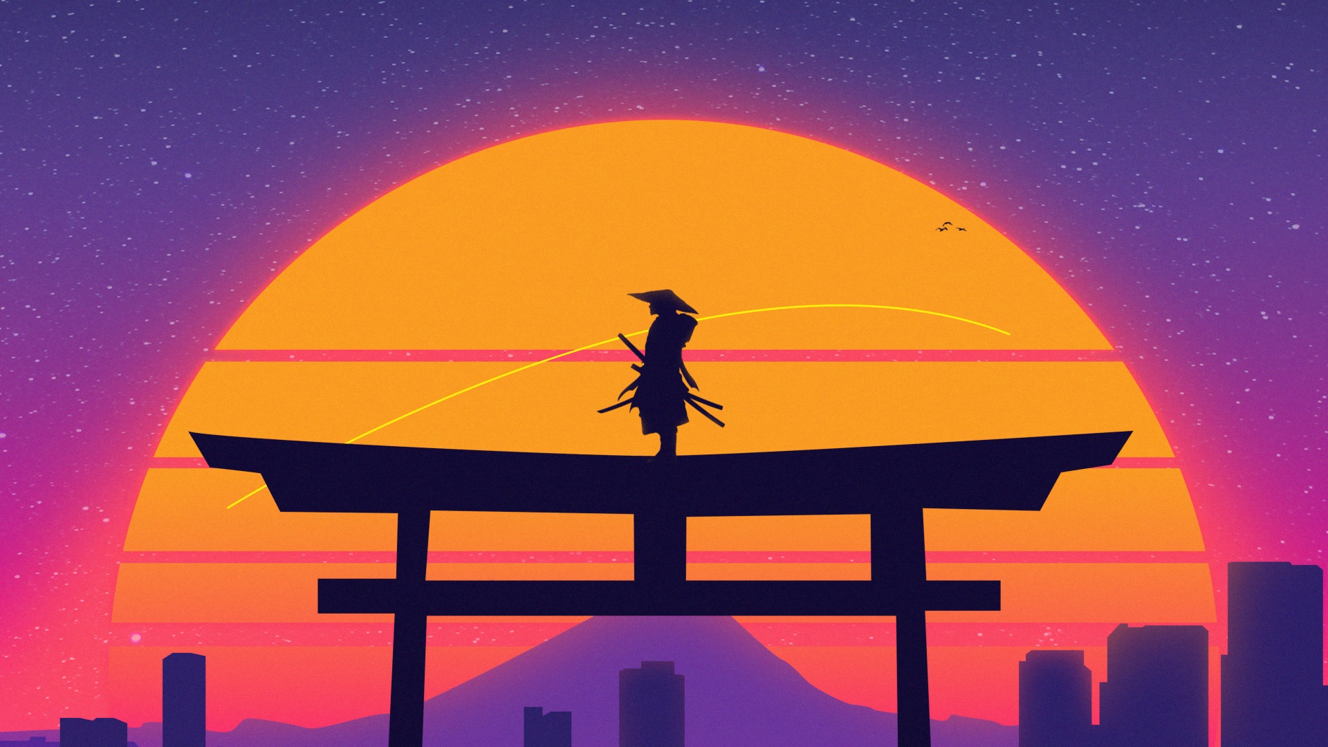 Samurai Wallpaper 4K, Torii gate, Japanese, 5K, Sunset