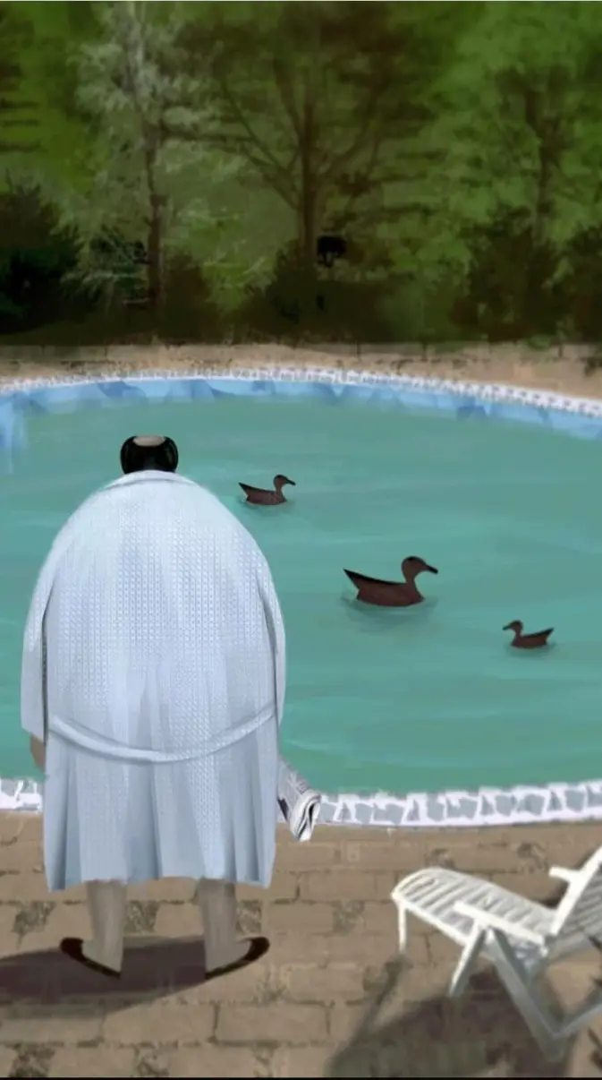 Tony Soprano duck in pool wallpaper