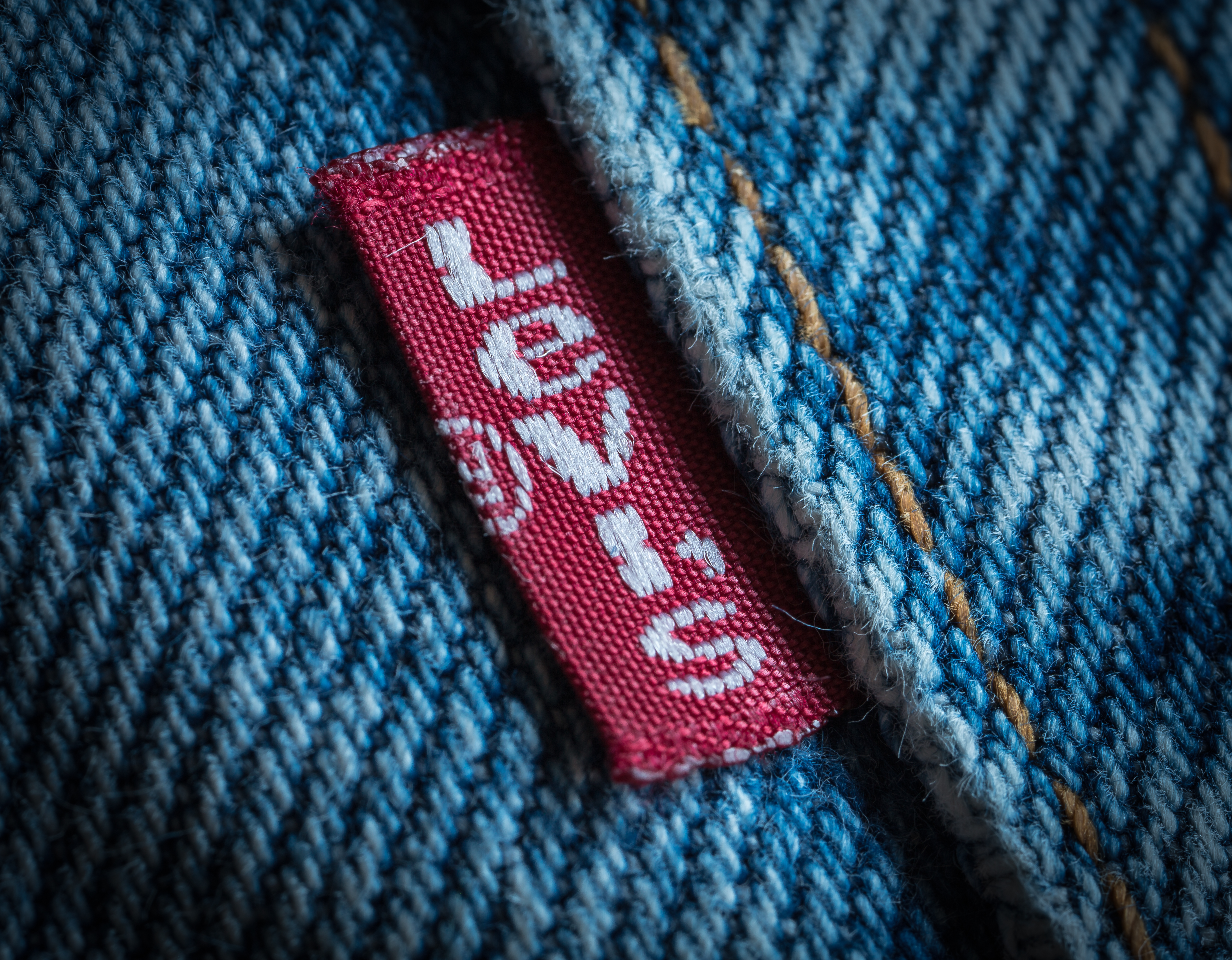 Wallpaper macro, jeans, logo, Levi's® for mobile and desktop, section макро, resolution 4929x3840
