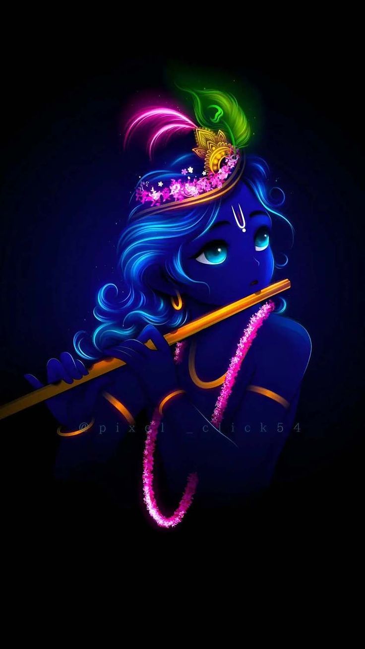 Shree Krishna Amoled iPhone Wallpaper
