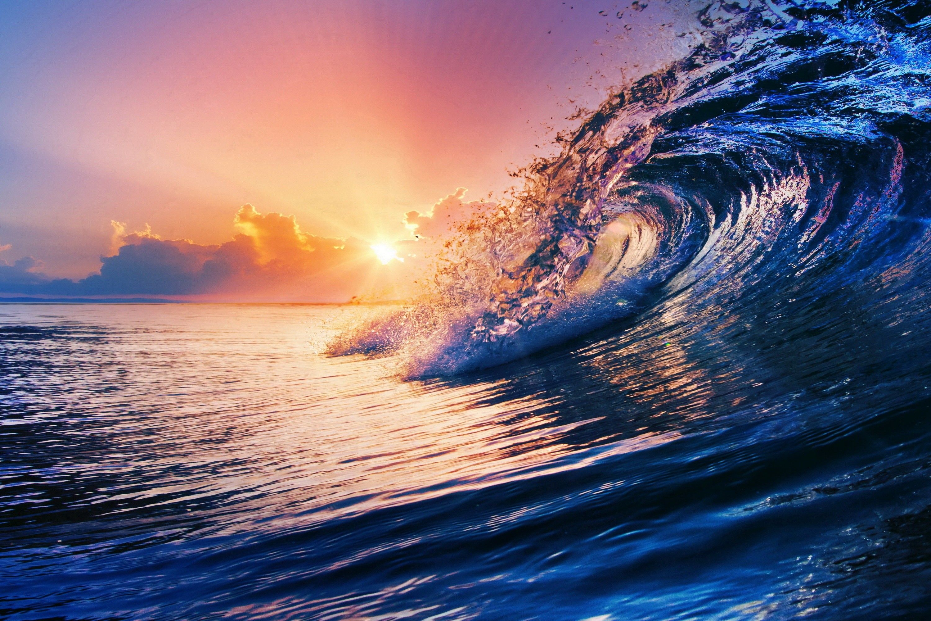 Ocean Wave Sunset Desktop Wallpaper, HD Ocean Wave Sunset Desktop Background on WallpaperBat