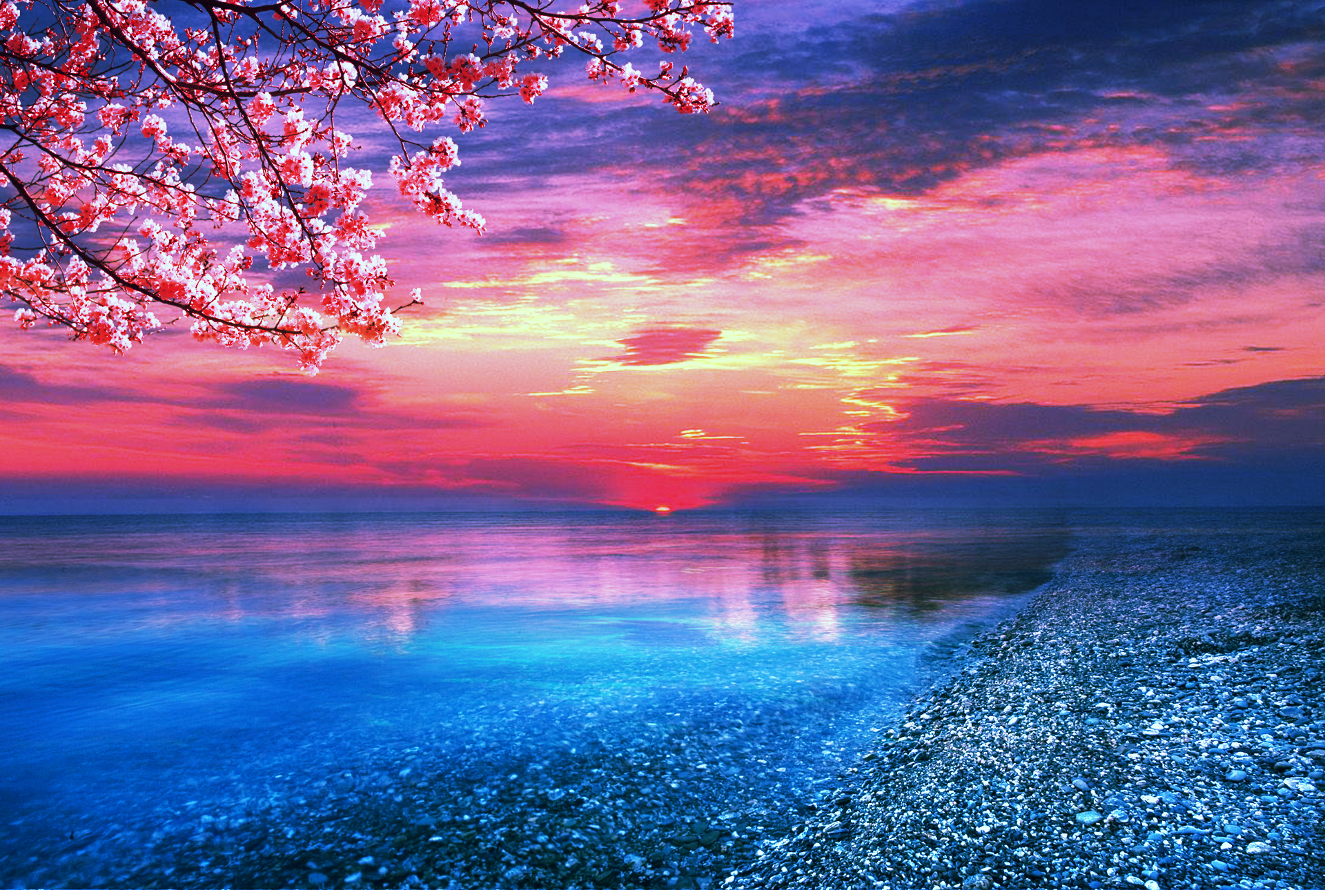 Sunset Serenity and Ocean HD Wallpaper
