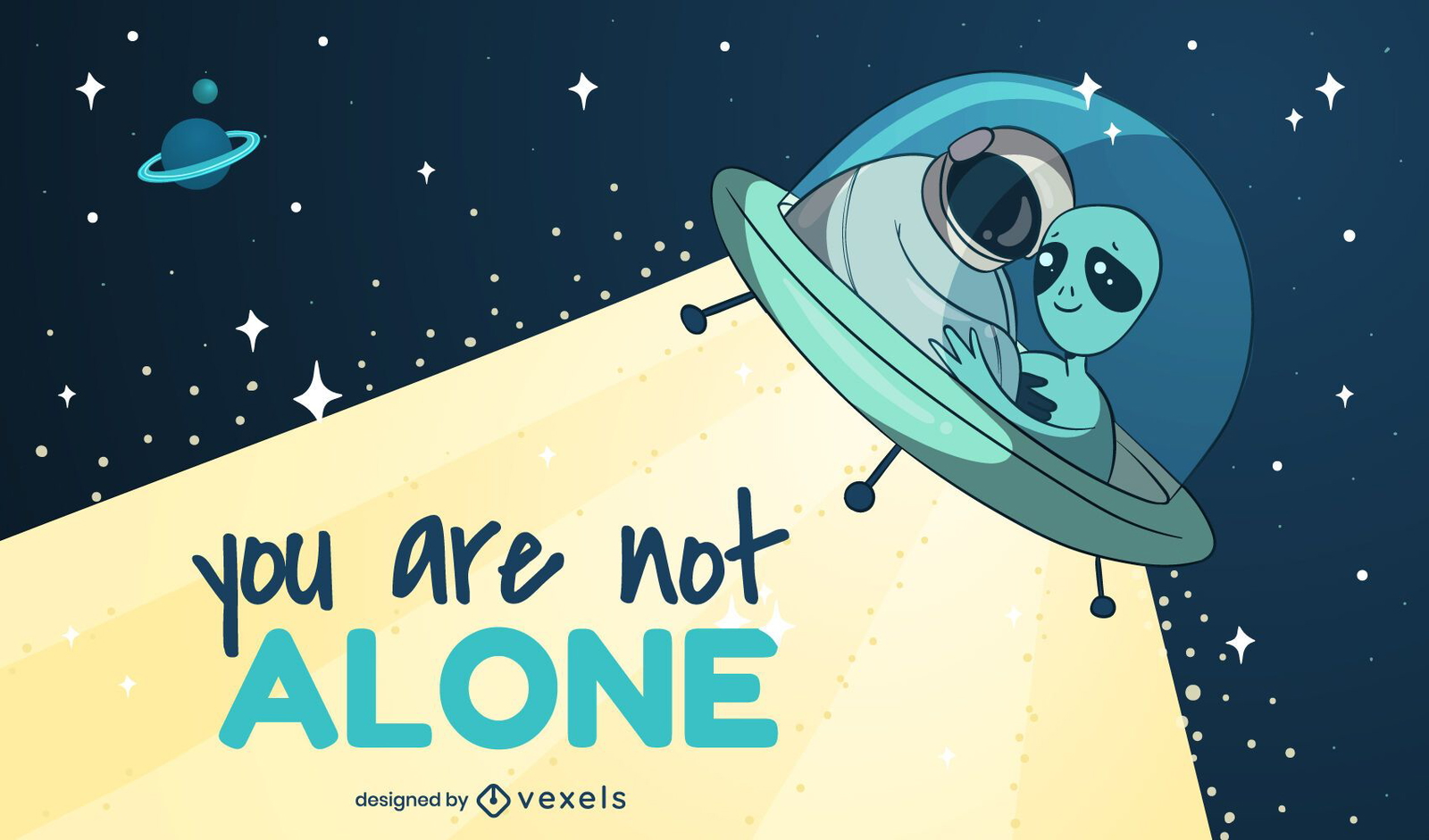 You Are Not Alone Space Illustration Vector Download