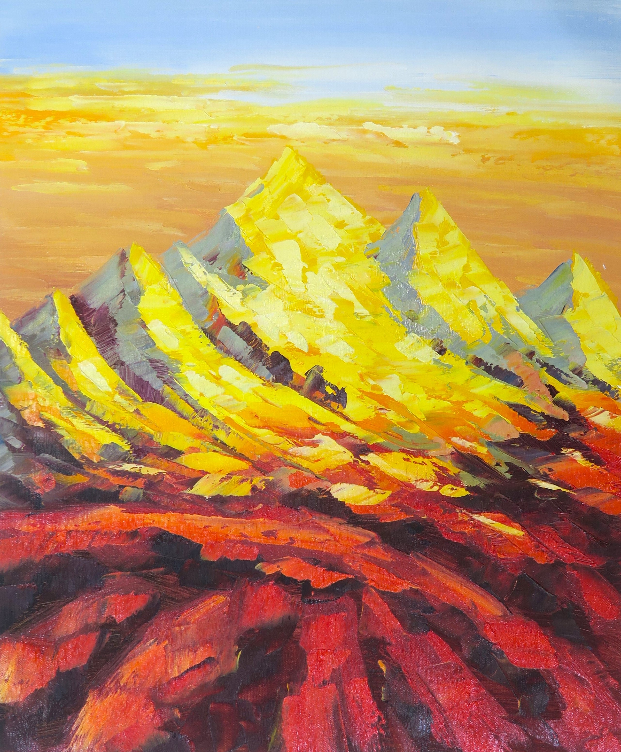 Mural Wallpaper golden mountain Sculptures of