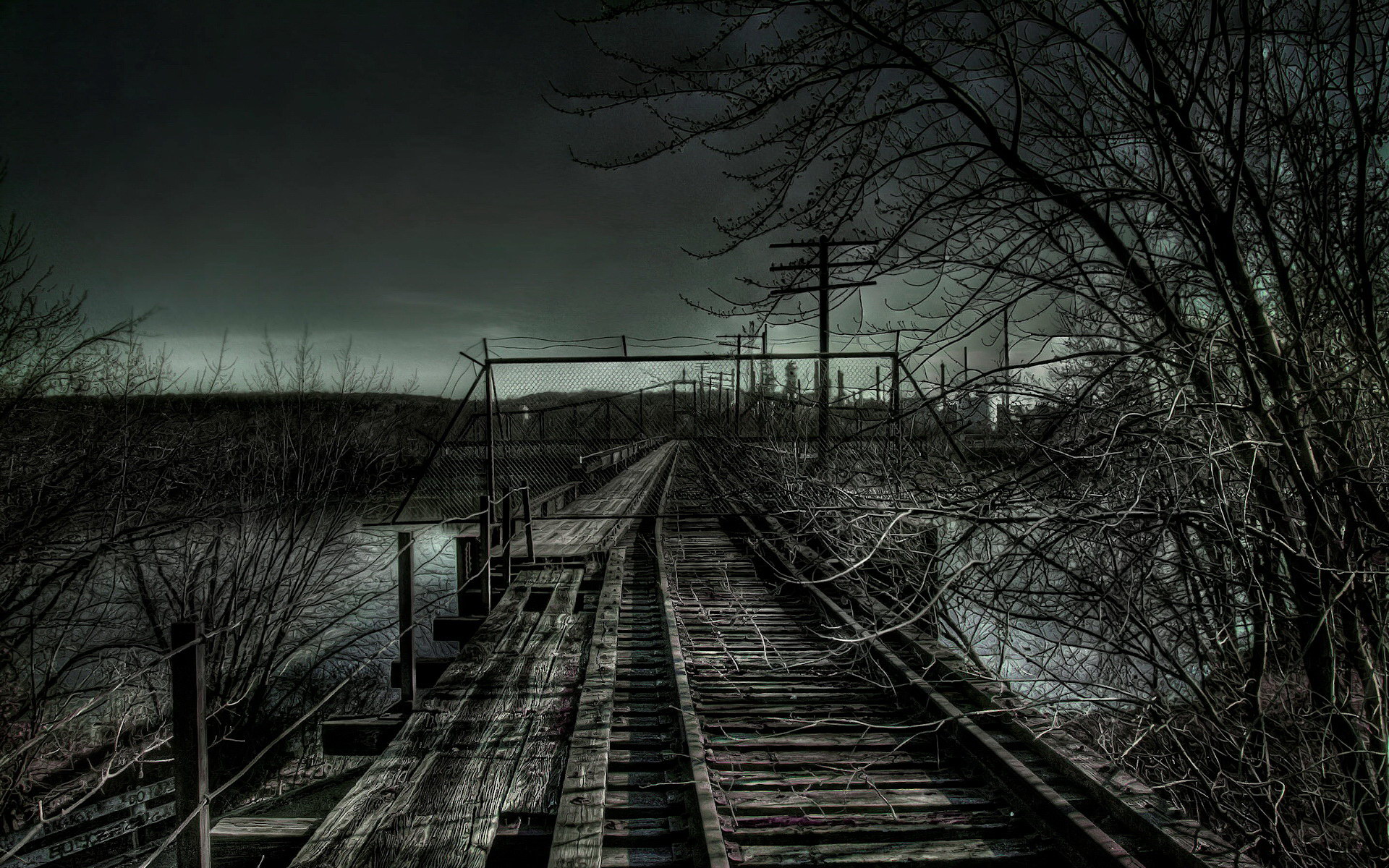 Chernobyl's Dark Railroad: A Haunting HD Wallpaper