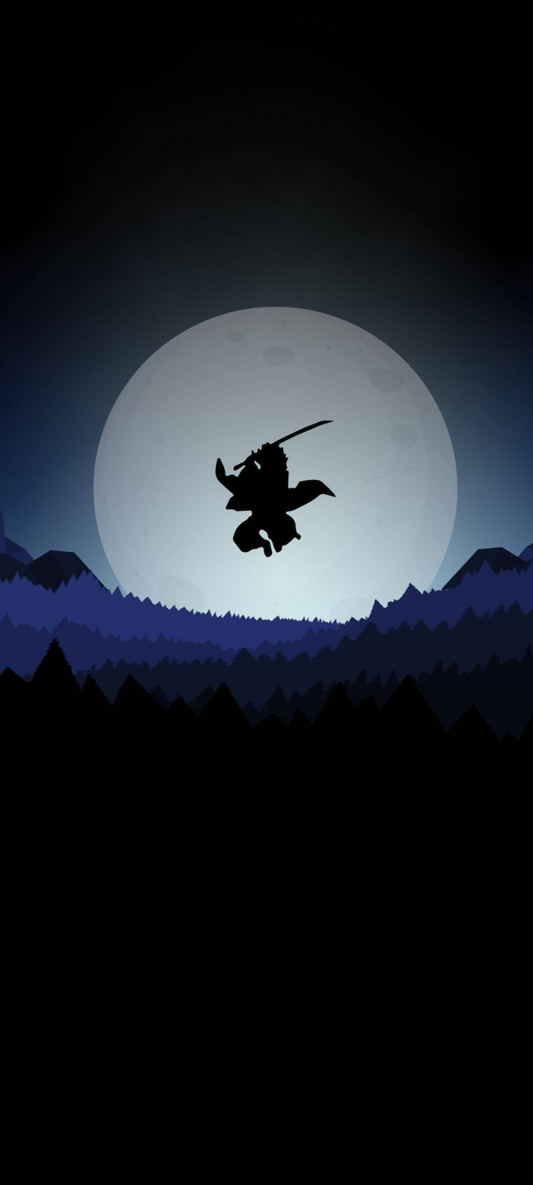 Enigmatic Ninja Underneath The Moonlight Anime Phone Wallpaper