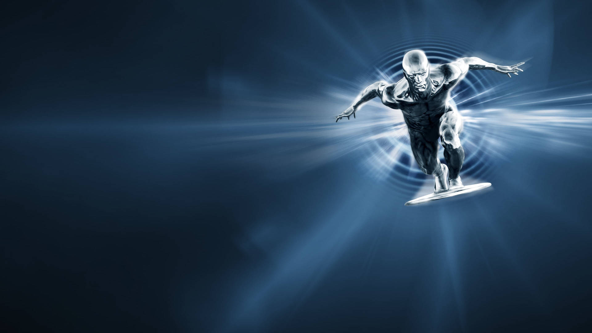 Download The Fantastic Four With Silver Surfer in Epic Battle Pose Wallpaper