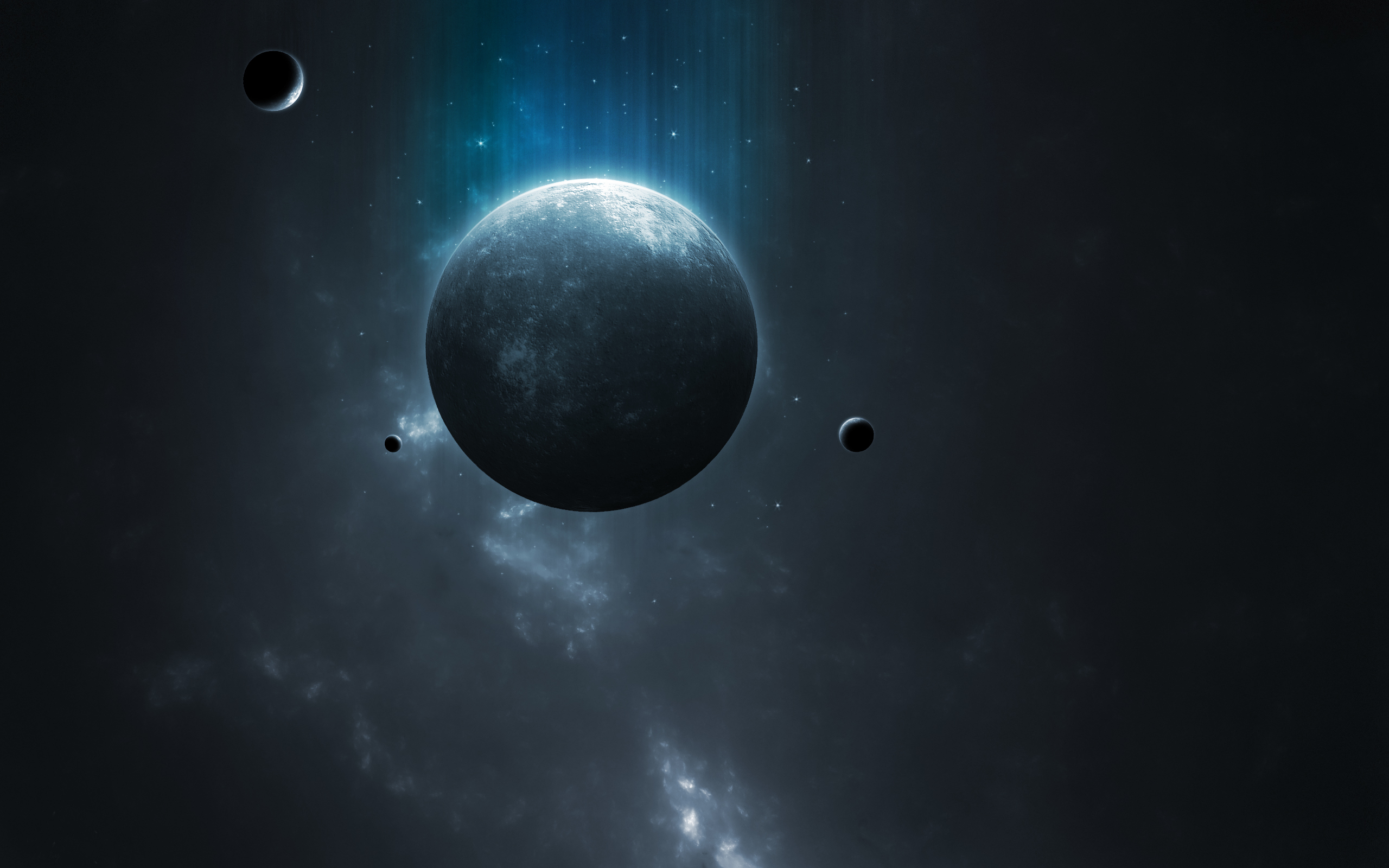 Wallpaper dark, light, blue, planet, Sci Fi for mobile and desktop, section космос, resolution 2560x1600