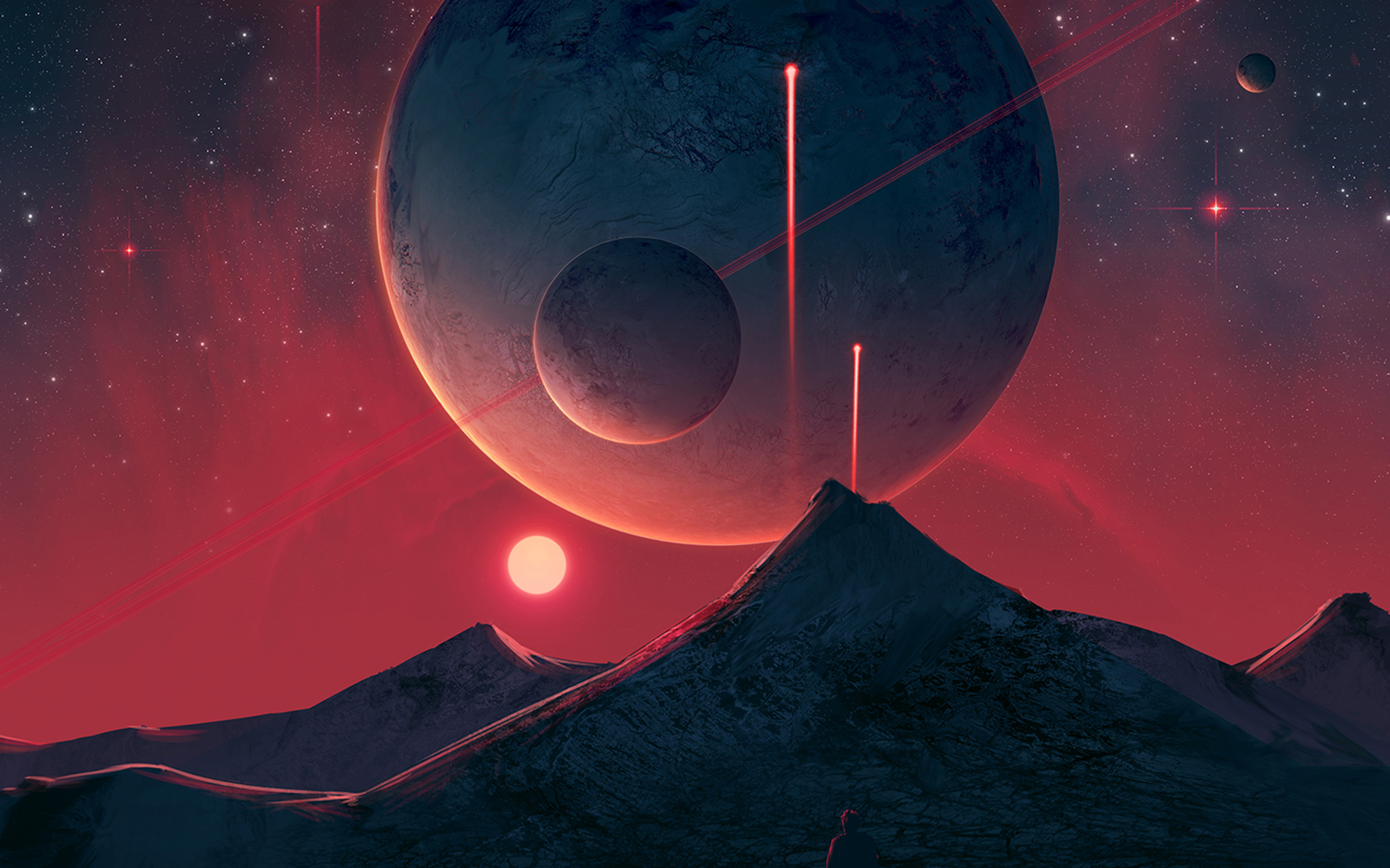 wallpaper for desktop, laptop. art planet red dark sf