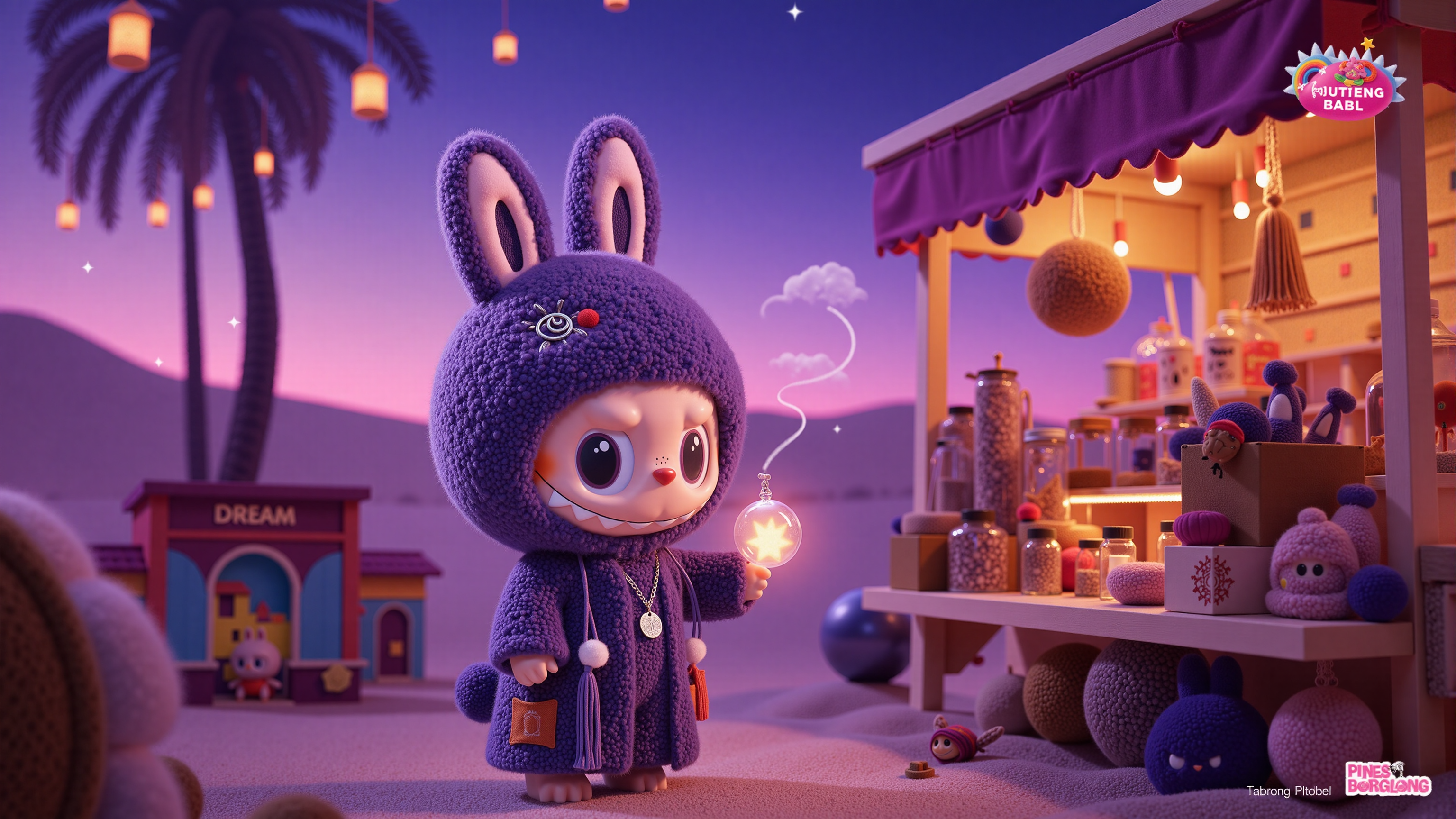 Labubu Starry Night Dream Market Wallpaper 4K Wallpaper