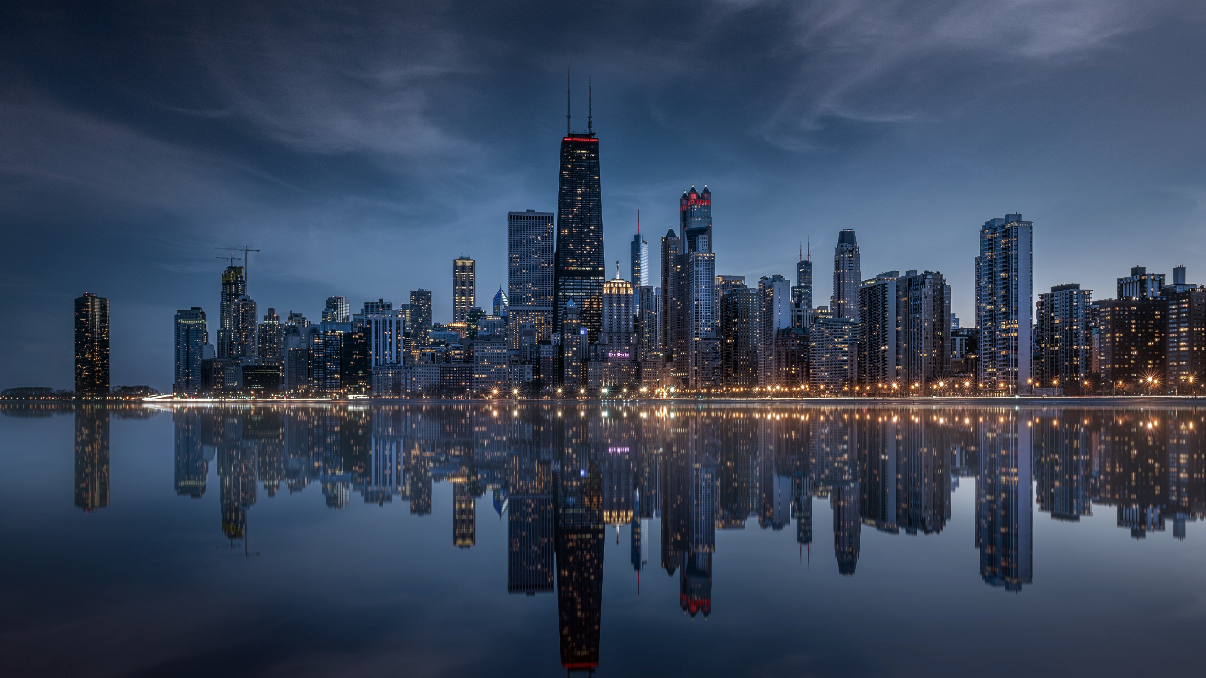 Chicago Wallpaper 4K, Night City, Skyline, Cityscape