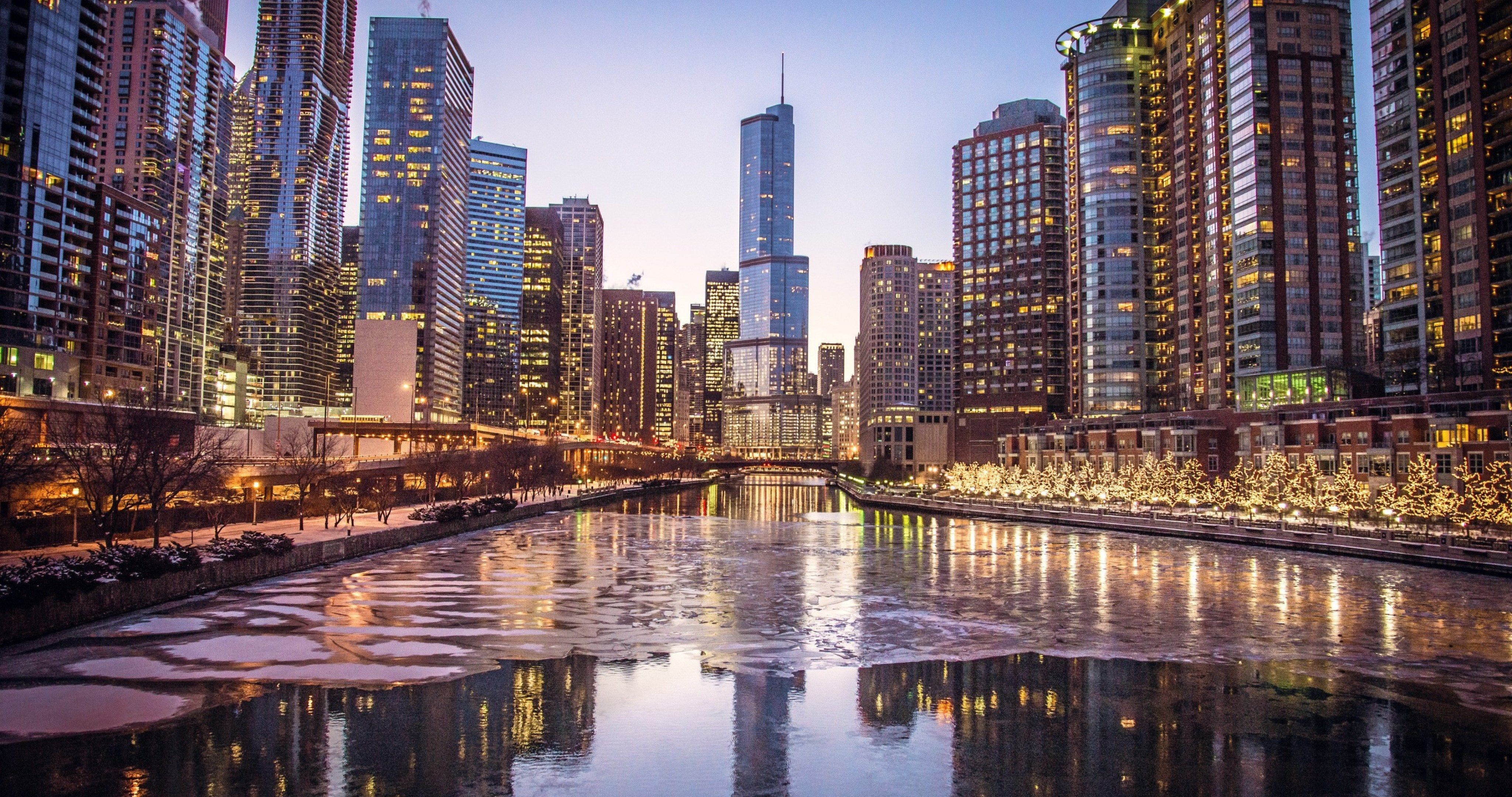 Chicago Evening Lights 4k Ultra HD Wallpaper High Riverwalk Wallpaper & Background Download
