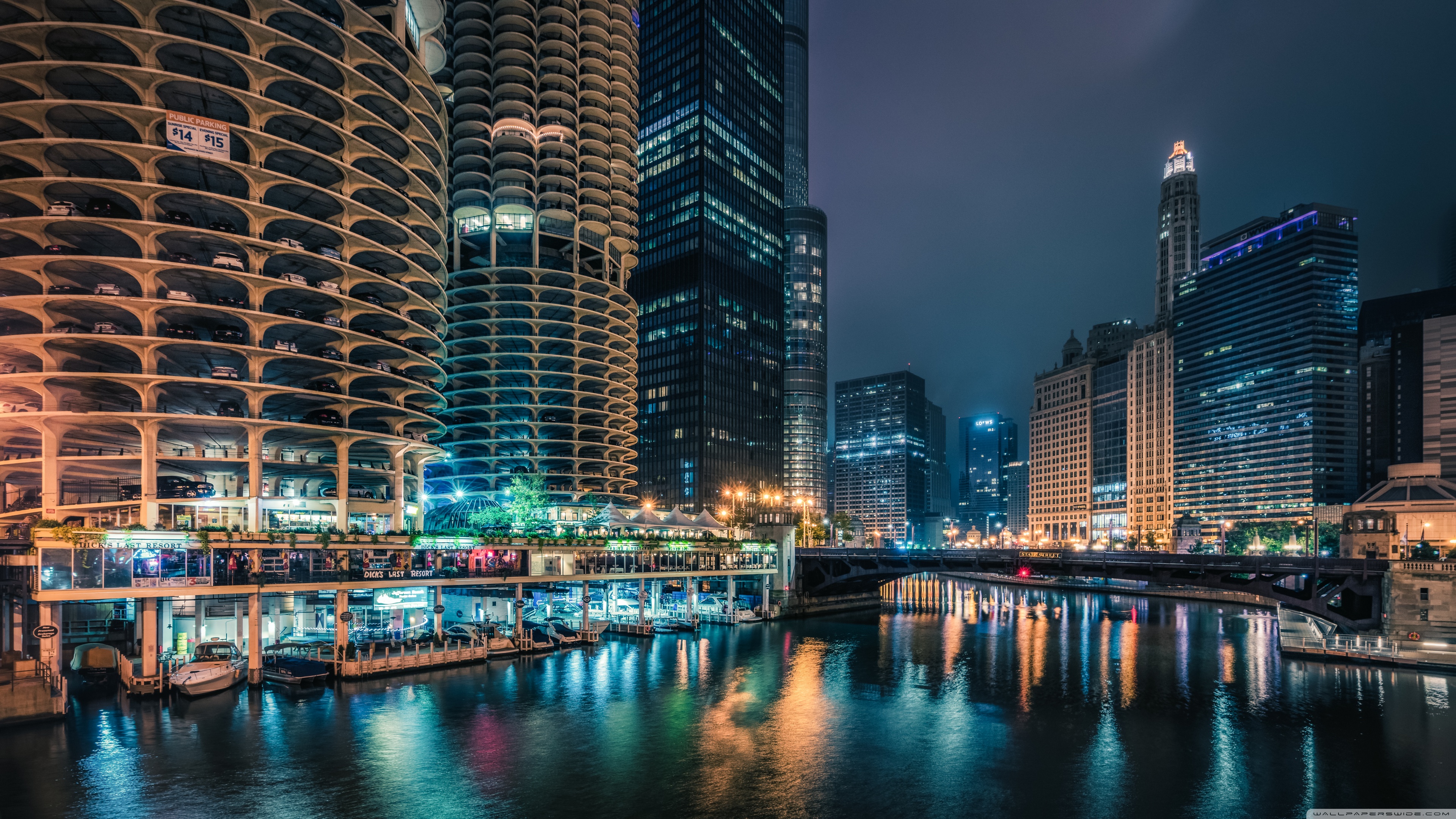 Chicago at Night 4K UHD Wallpaper for UltraHD Desktop and TV, Widescreen and UltraWide Display, Smartphone and Tablet Devices