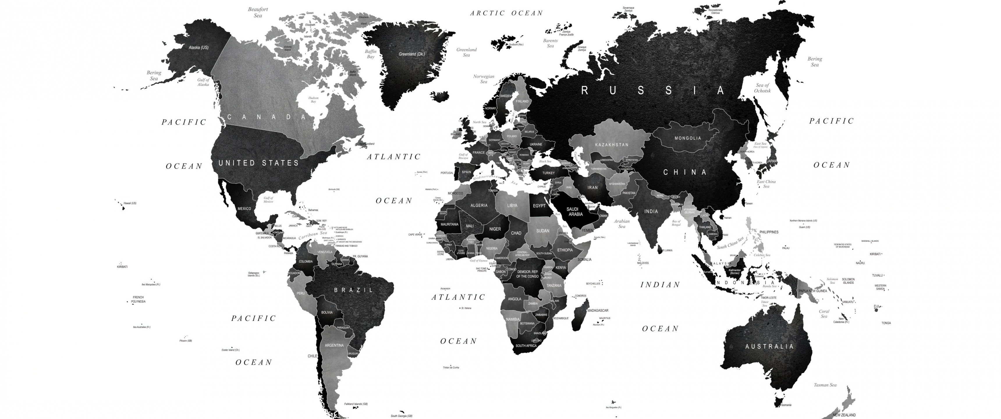 Monochrome Wallpaper 4K, World map, Black and White, 5K