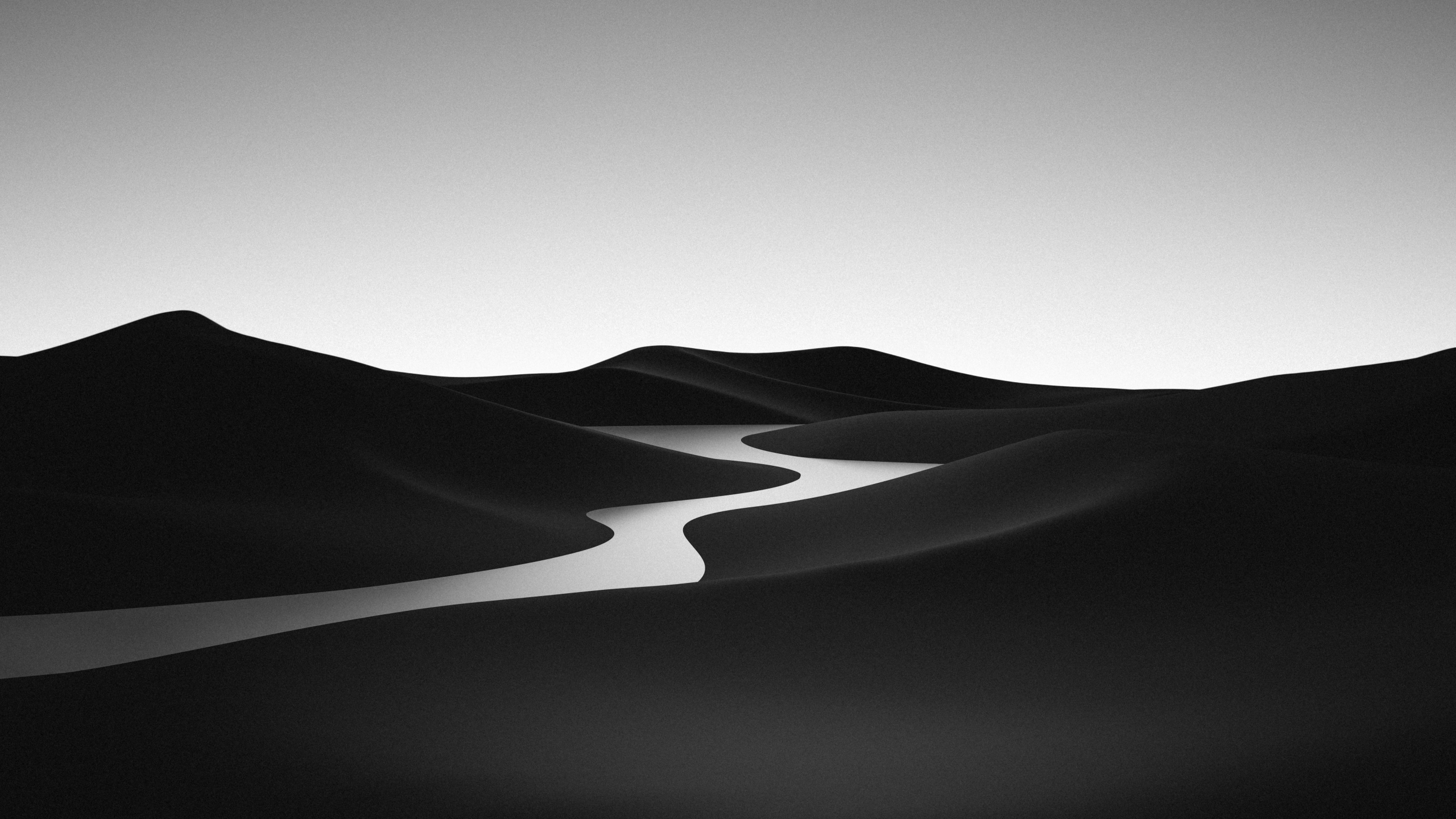 Black and White Wallpaper 4K, Landscape, Desert, River