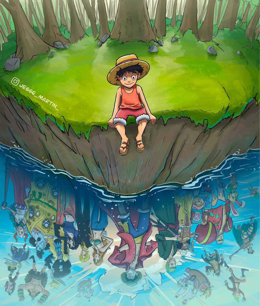 Kid Luffy imagining his future crew. One Piece Amino