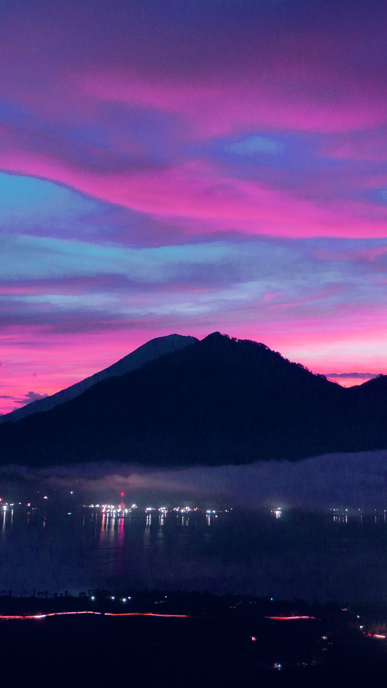 mountain romantic red sunset nature blue