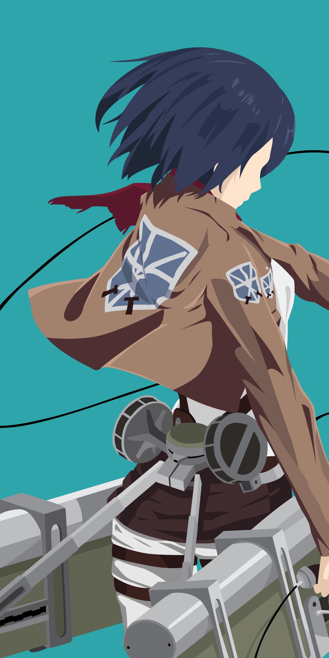 Mikasa Ackerman Wallpaper 4K, Minimalist, Attack on Titan