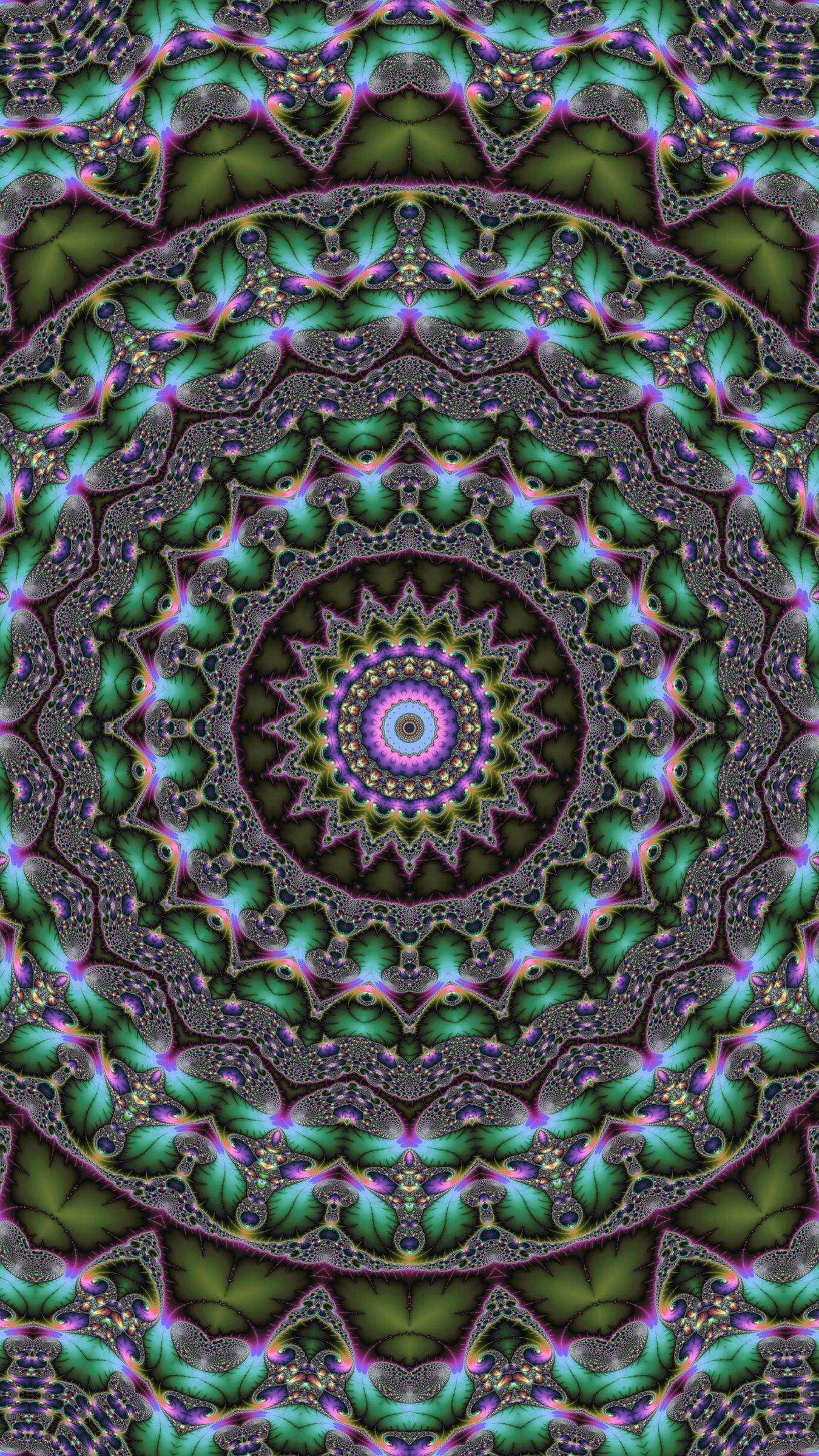 Download wallpaper 1350x2400 mandala, kaleidoscope, fractal, pattern, circles, abstract iphone 8+/7+/6s+/for parallax HD background