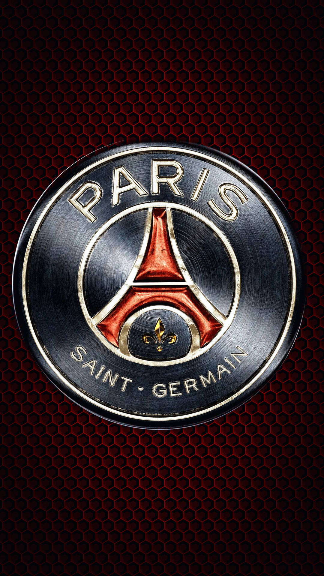 Download PSG Logo Metal In Red Wallpaper