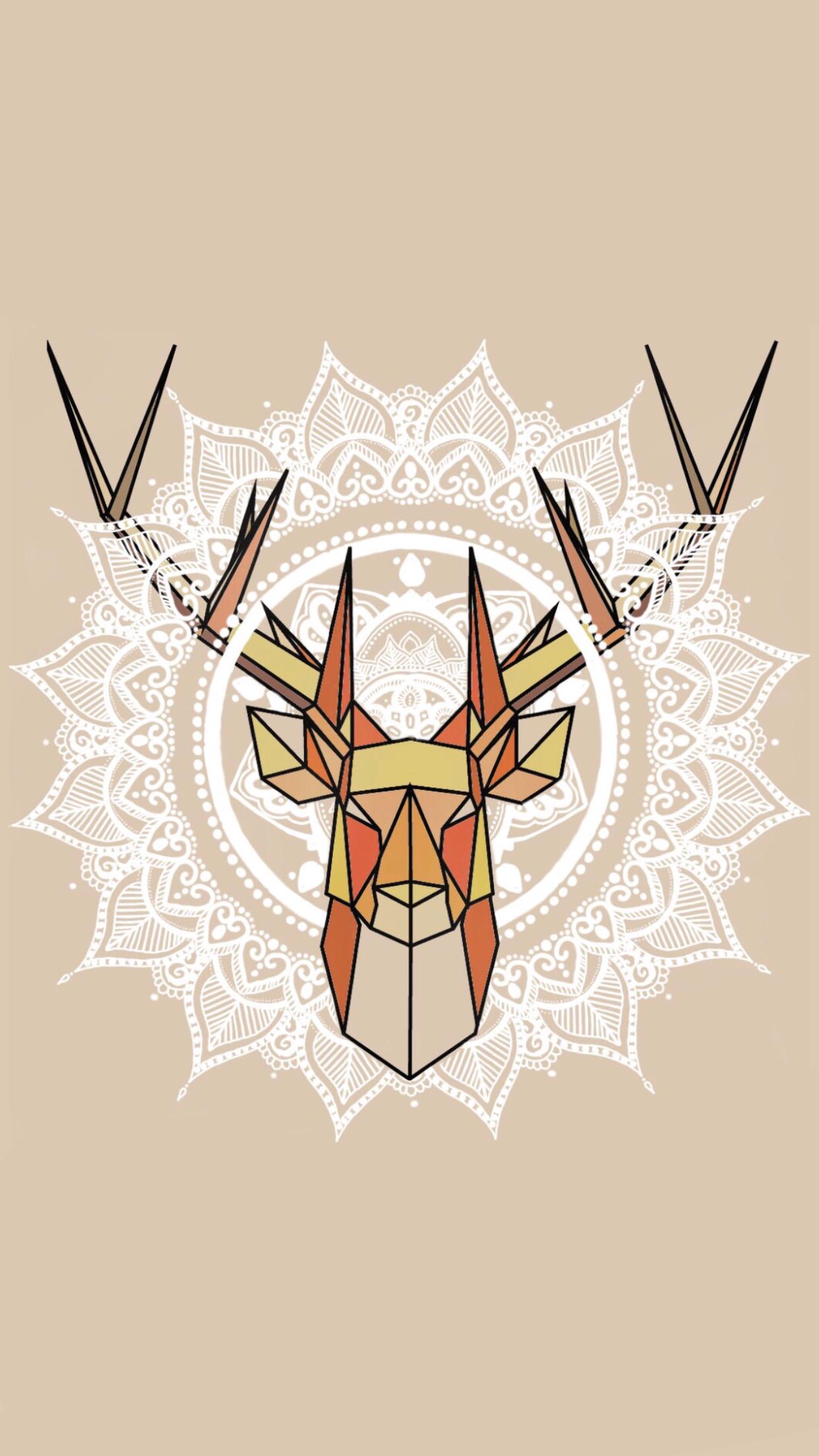 This wallpaper is made by me, I draw the mandala and the geometric deer myself, I think it looks good as a wallpaper