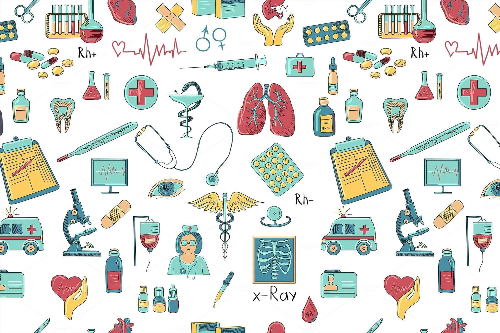 Download Nursing Medical Illustration Pattern Wallpaper