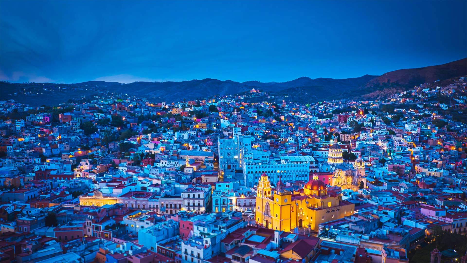 City Of Guanajuato Mexico Mexican At Night Lights