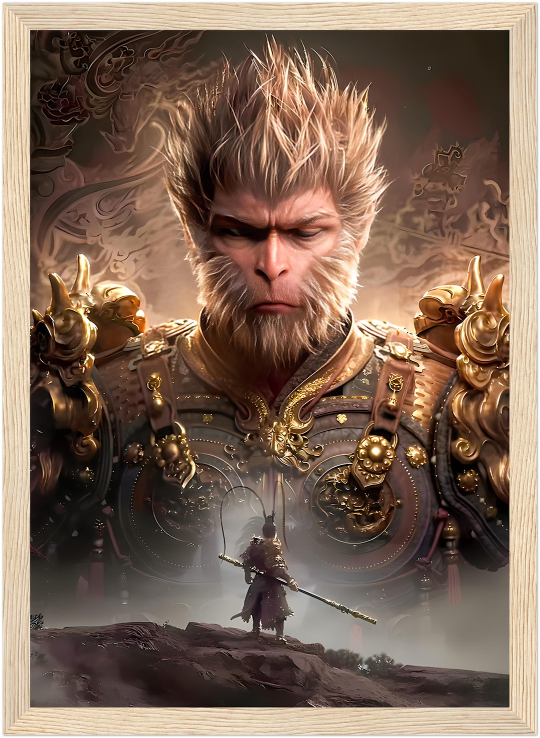 Black Myth Wukong Fanart, Light Painting Artwork, Table Lamp, Unique Gift, Wall Art Frame Light