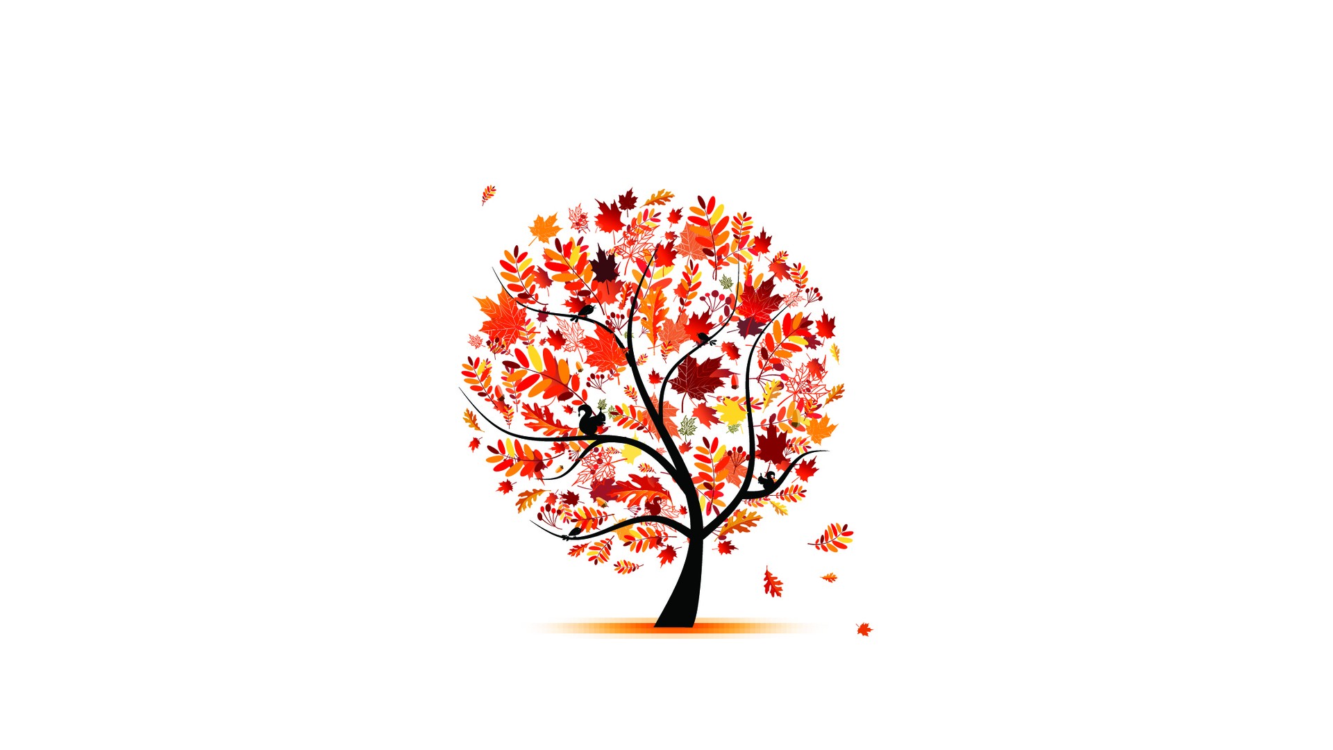 trees, Autumn, Leaves, Artwork, Simple, Background, White, Background Wallpaper HD / Desktop and Mobile Background