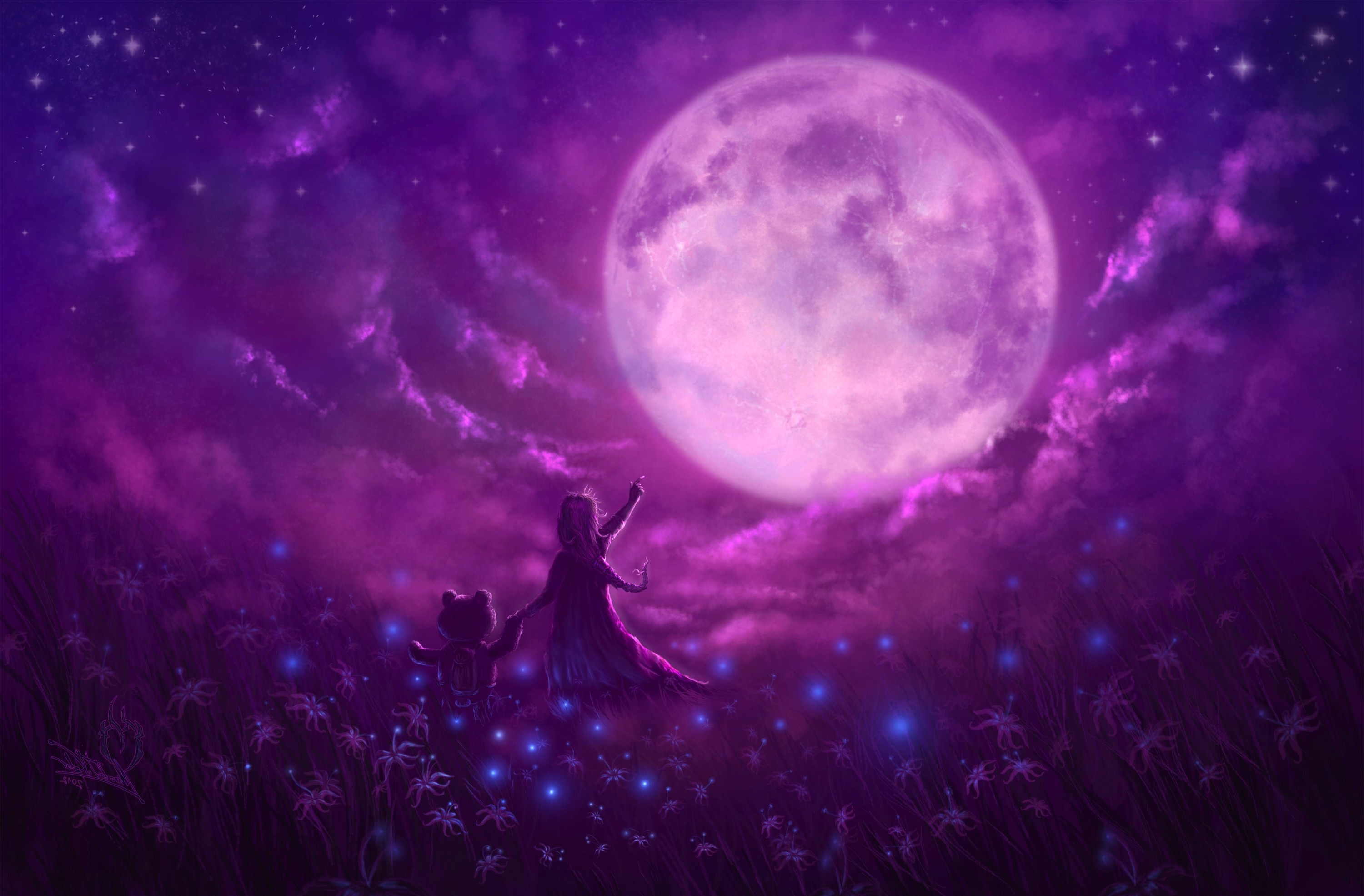 Wallpaper Purple and Blue Galaxy Illustration, Background Free Image