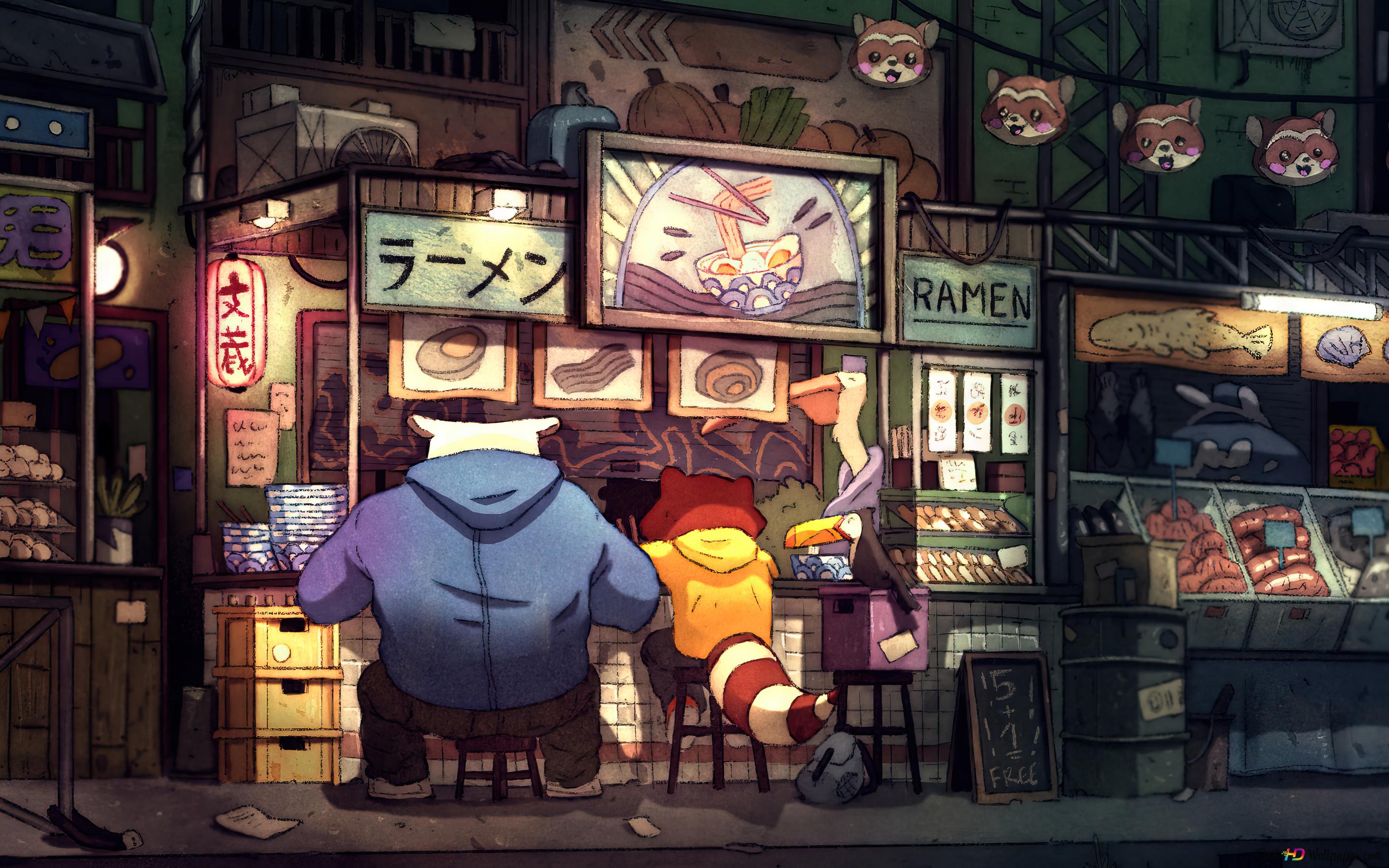 Ramen restraunt chill lofi 4K wallpaper download