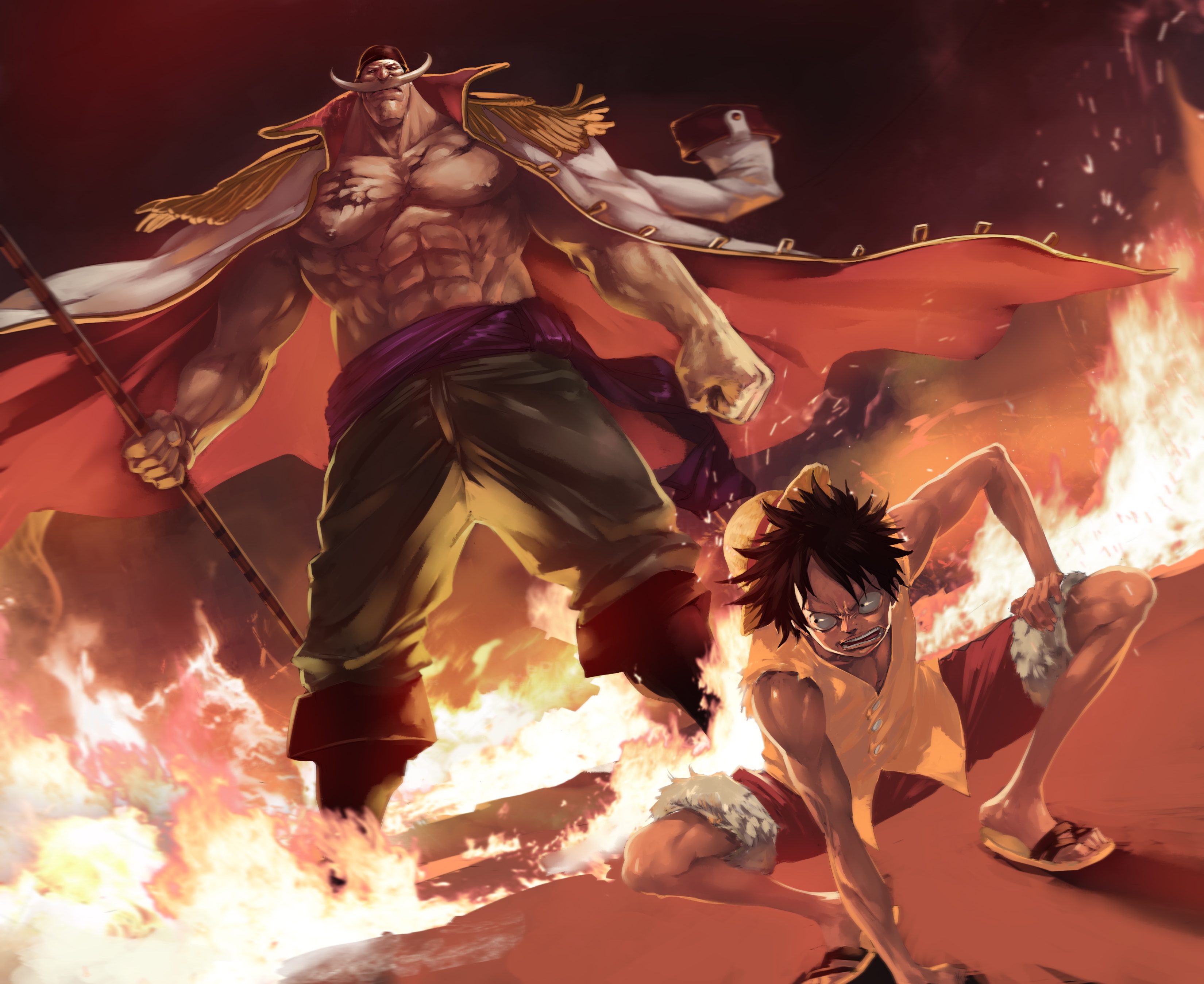 Wallpaper one piece monkey d luffy whitebeard edward newgate fire from godlike image and screensavers