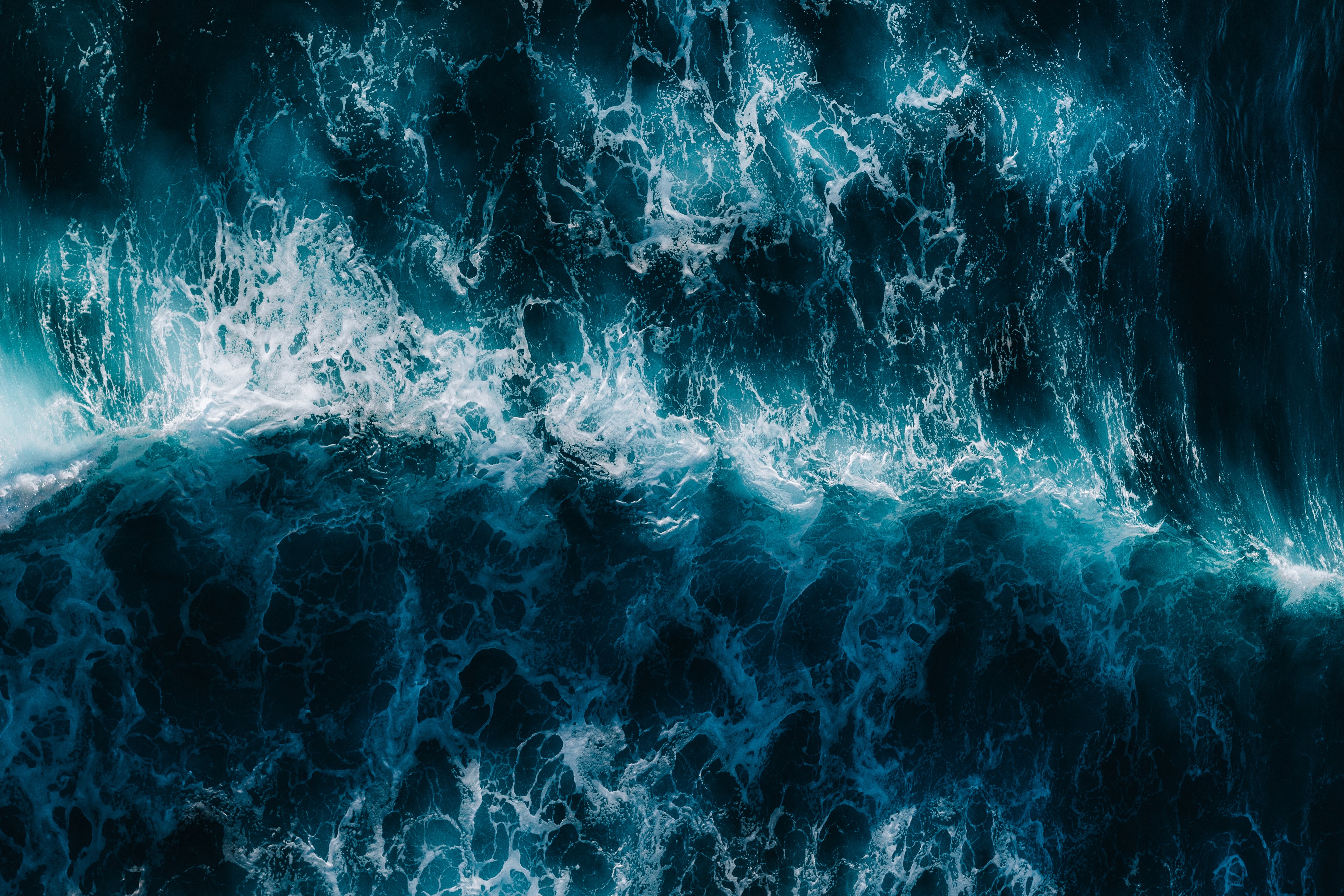Sea waves Wallpaper 4K, Aerial view, Blue Water, Pattern