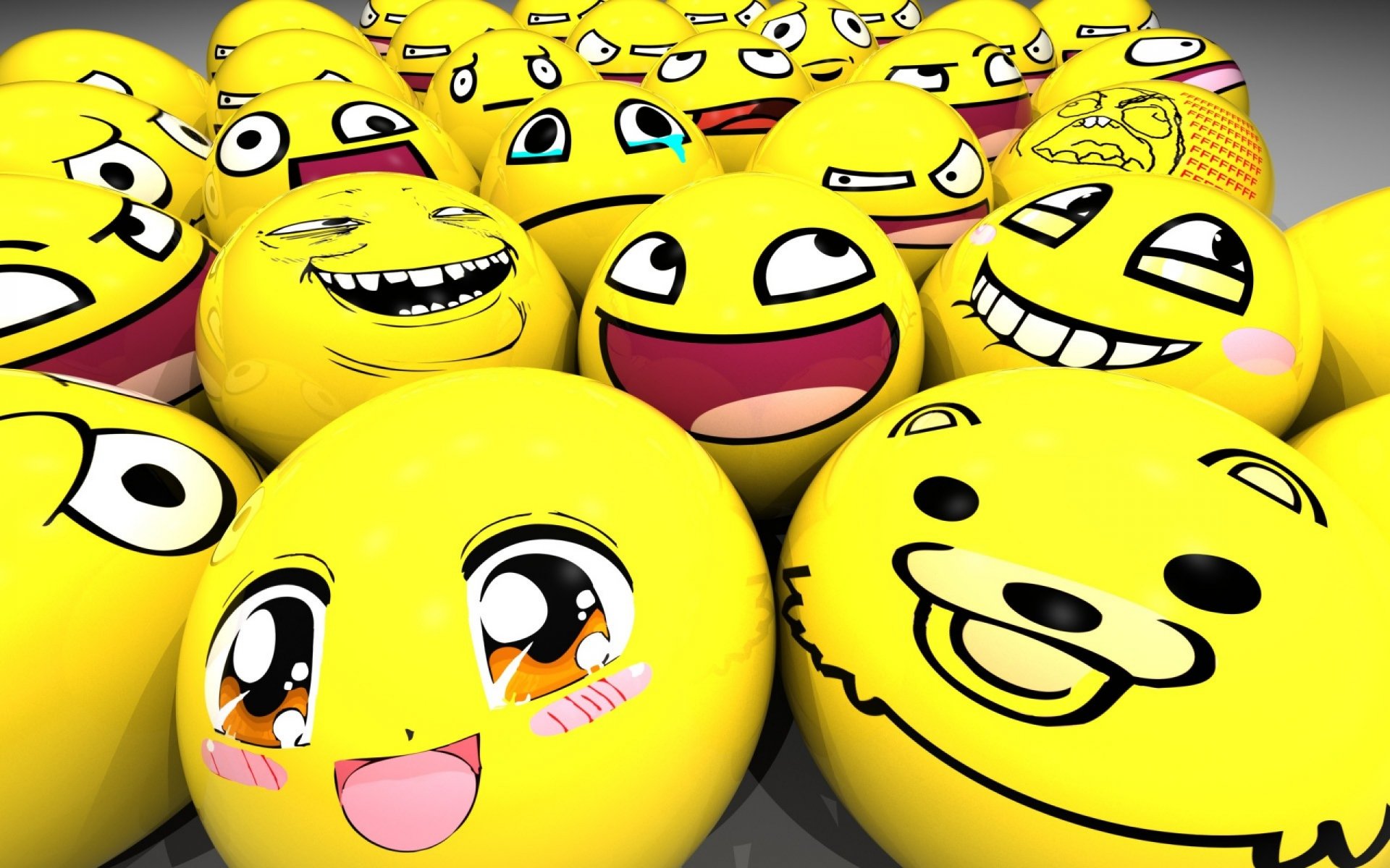 Yellow balls with smiley faces