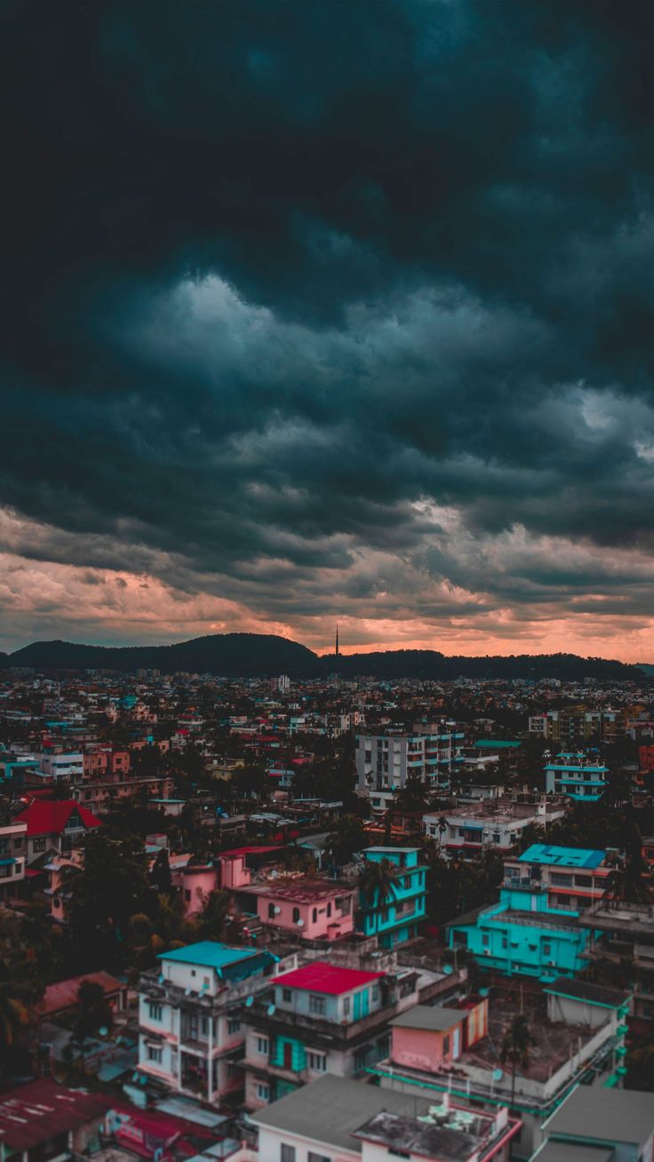 Cityscape Dark Cloud 4K Ultra HD Mobile Wallpaper for iPhone & Android