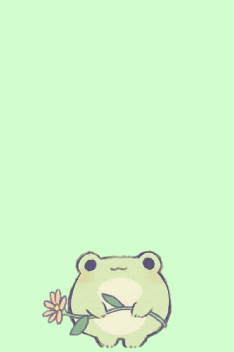 Download Cute Frog With Floweri Phone Wallpaper