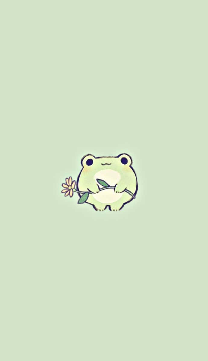 Download Cute Frog With Floweri Phone Wallpaper