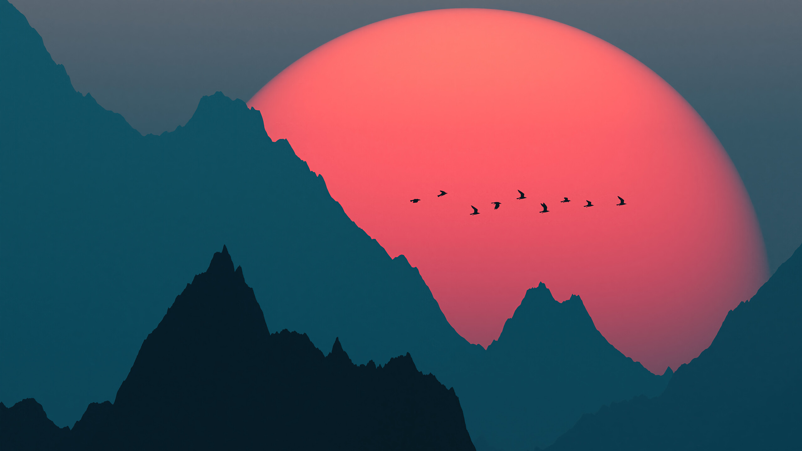 Sunset Minimalist Scenery Wallpaper 4K HD PC g