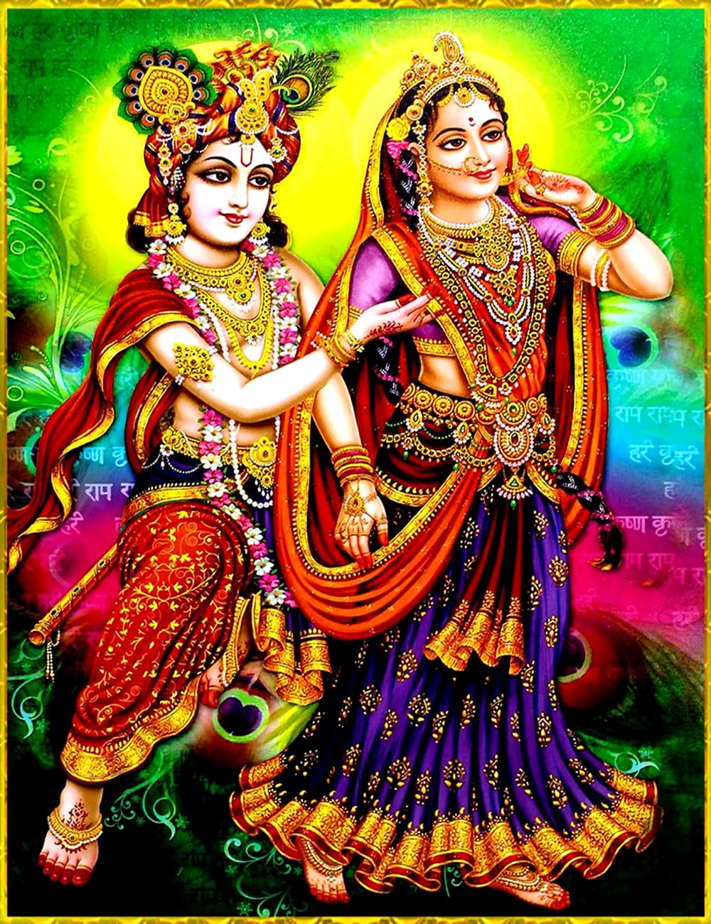Shri Radha Krishna HD Wallpaper For Wall Home Wall Living Room Dining Room Temple House Specially Glossy Shade Maded That Make It Waterproof And Eco