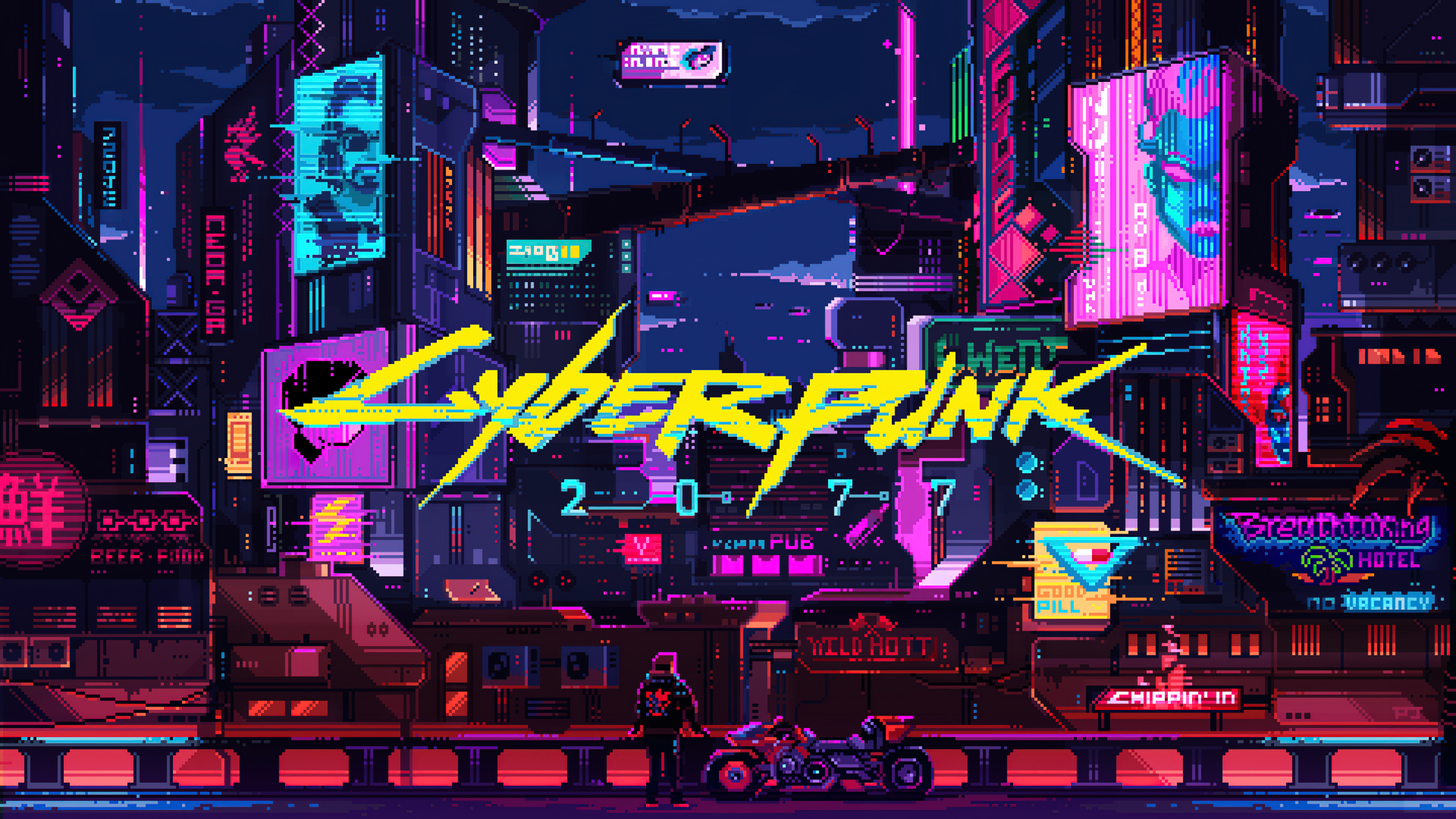 Cyberpunk 2077 Wallpaper 4K, Retro, Artwork, Pixel art