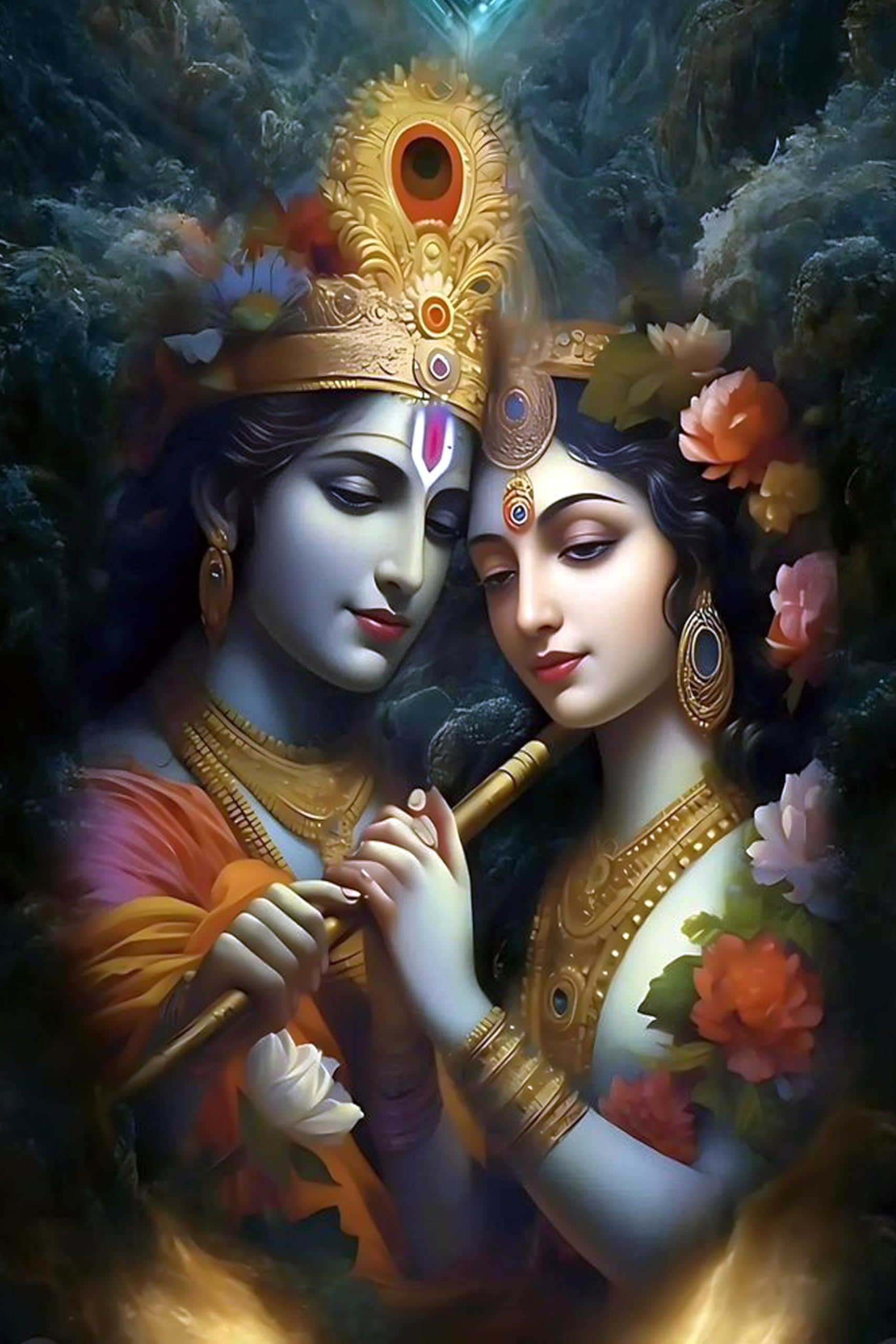 Shri Radha Krishna Ji HD Wallpaper For Wall Home Living Room Study Room Dining Room Office Space Temple House Special Eco Friendly Waterproof Without