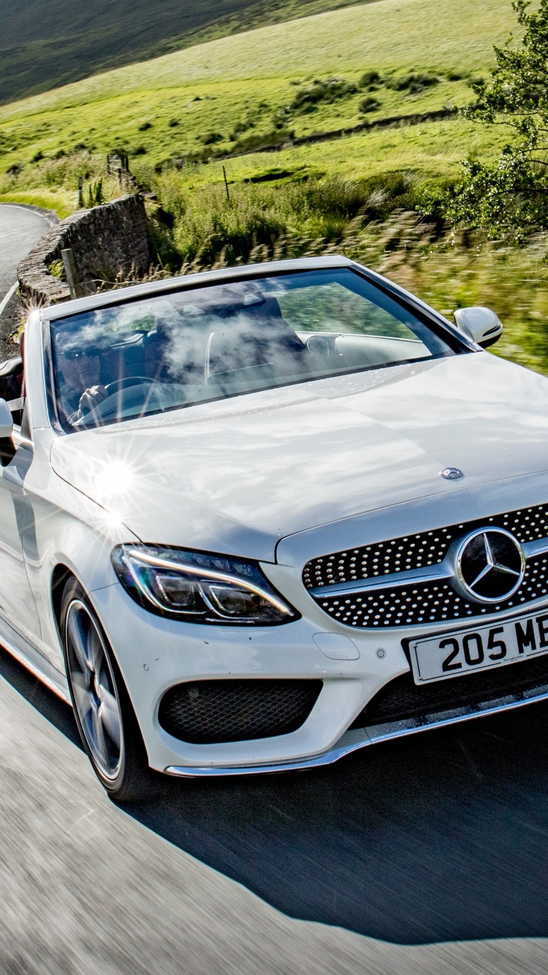 Mercedes Benz AMG C Class Cabriolet A205 White Car 1080x1920 IPhone 8 7 6 6S Plus Wallpaper, Background, Picture, Image