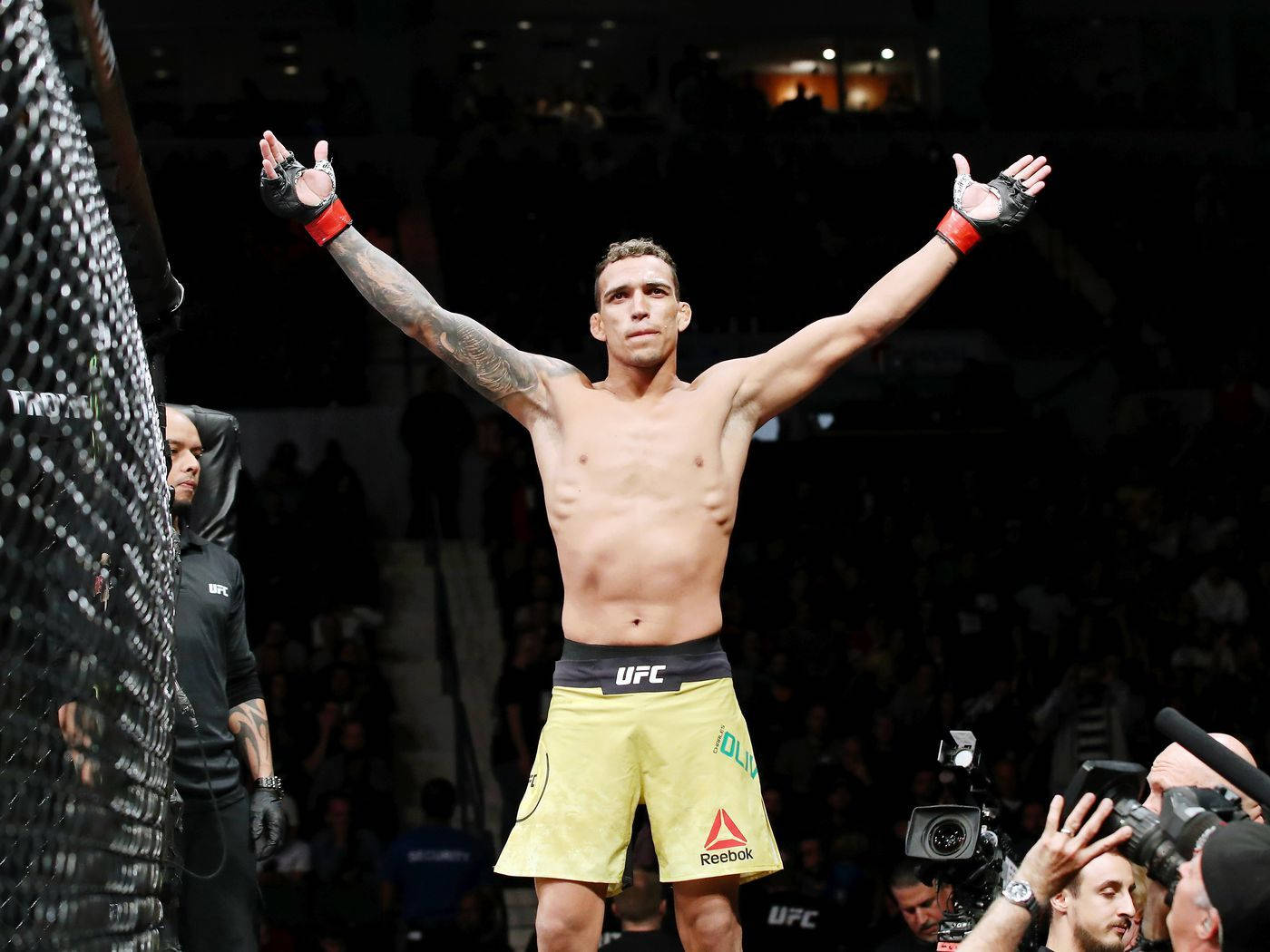 Download free Charles Oliveira Triumphant Pose Wallpaper